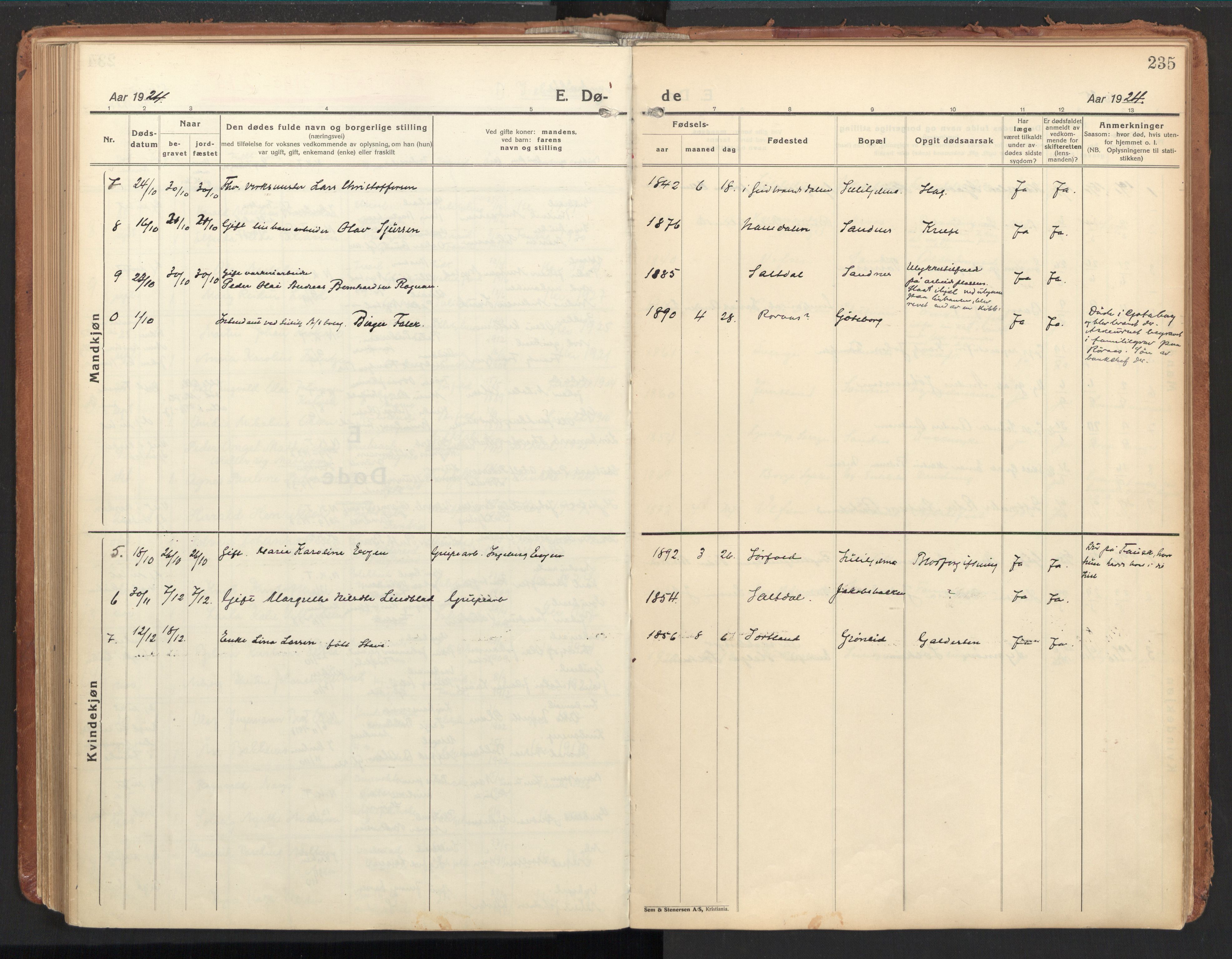Ministerialprotokoller, klokkerbøker og fødselsregistre - Nordland, SAT/A-1459/850/L0716: Curate's parish register no. 850B06, 1924-1938, p. 235