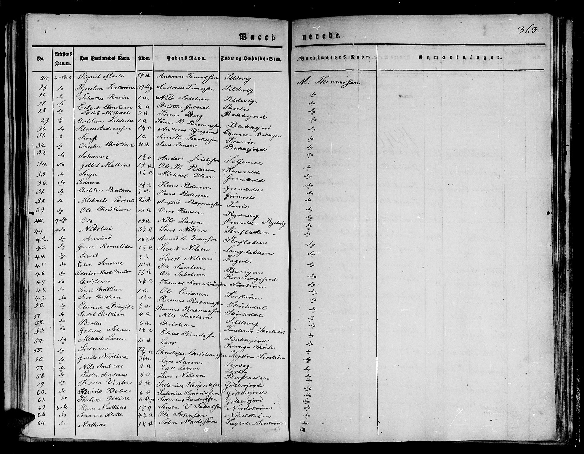 Tranøy sokneprestkontor, SATØ/S-1313/I/Ia/Iaa/L0005kirke: Parish register (official) no. 5, 1829-1844, p. 363