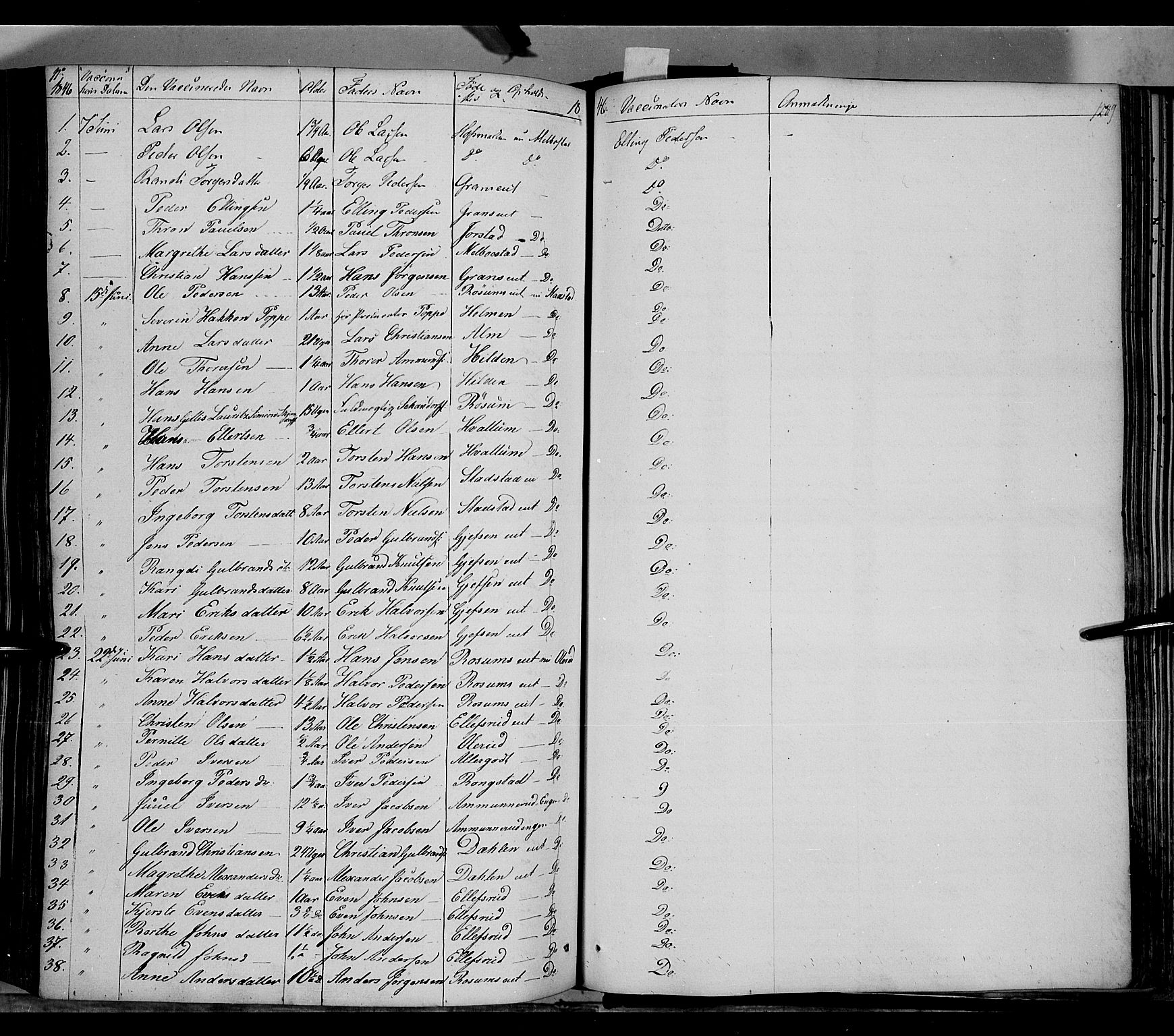 Gran prestekontor, SAH/PREST-112/H/Ha/Haa/L0011: Parish register (official) no. 11, 1842-1856, p. 1288-1289