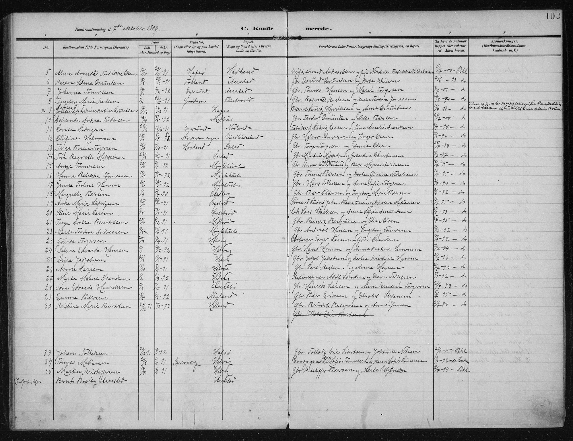 Eigersund sokneprestkontor, AV/SAST-A-101807/S08/L0021: Parish register (official) no. A 20, 1906-1928, p. 102