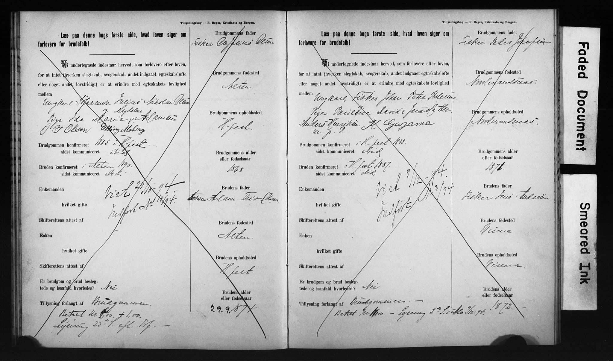 Hammerfest sokneprestkontor, AV/SATØ-S-1347/I/Ib/L0070/0003: Banns register no. 70.3, 1893-1896