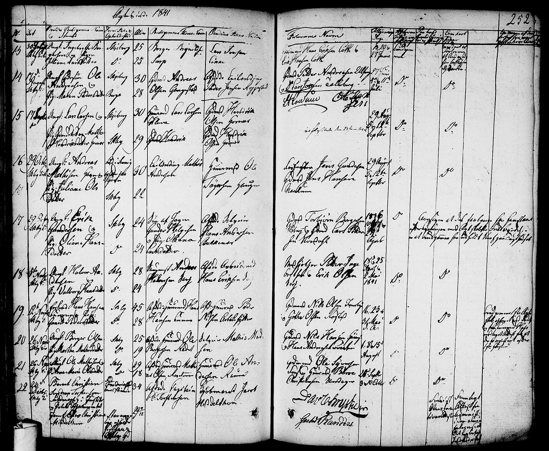 Skjeberg prestekontor Kirkebøker, AV/SAO-A-10923/F/Fa/L0005: Parish register (official) no. I 5, 1830-1845, p. 252