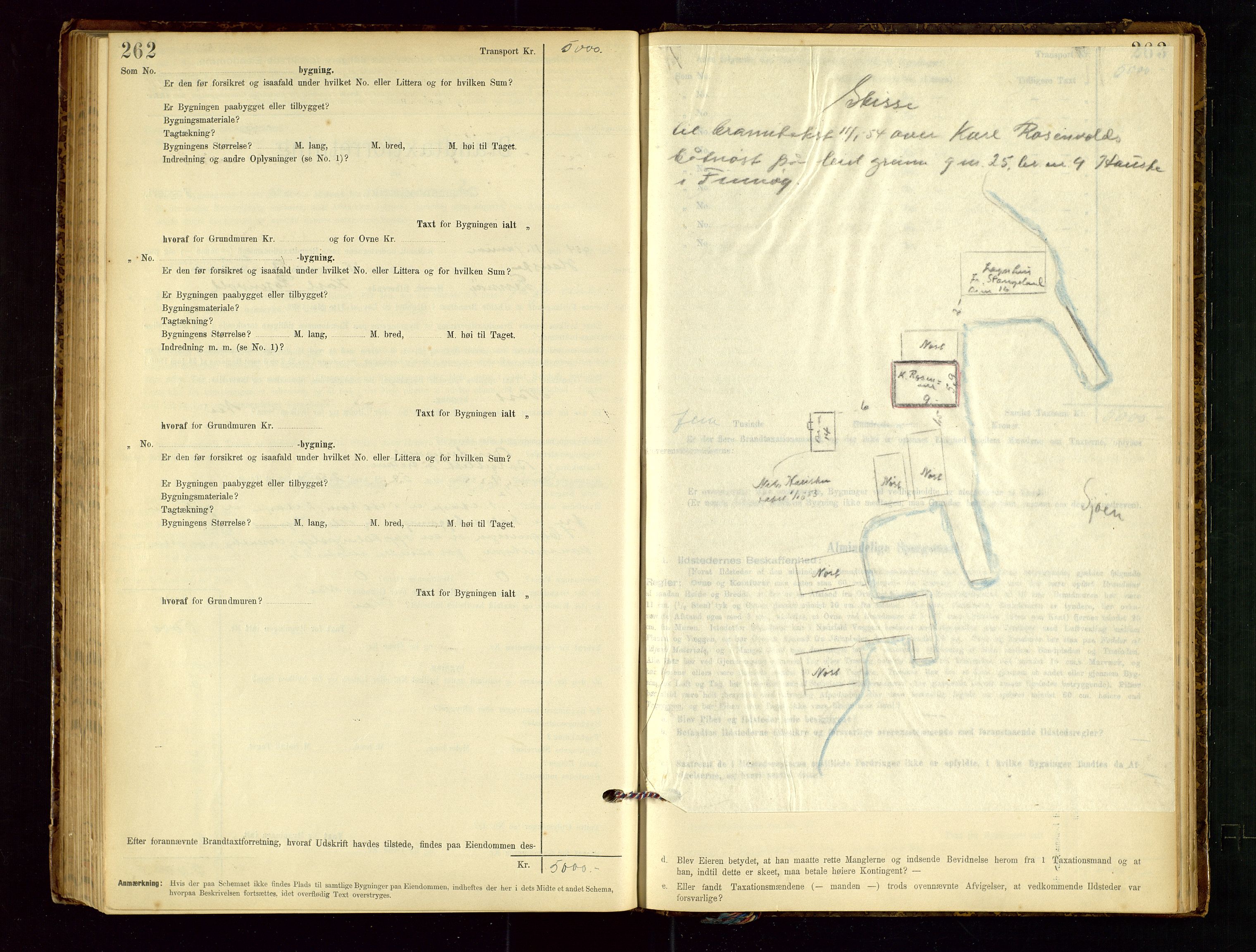 Finnøy lensmannskontor, SAST/A-100442/Goa/L0003: Branntakstprotokoll - skjemaprotokoll, 1896-1954, p. 262-263