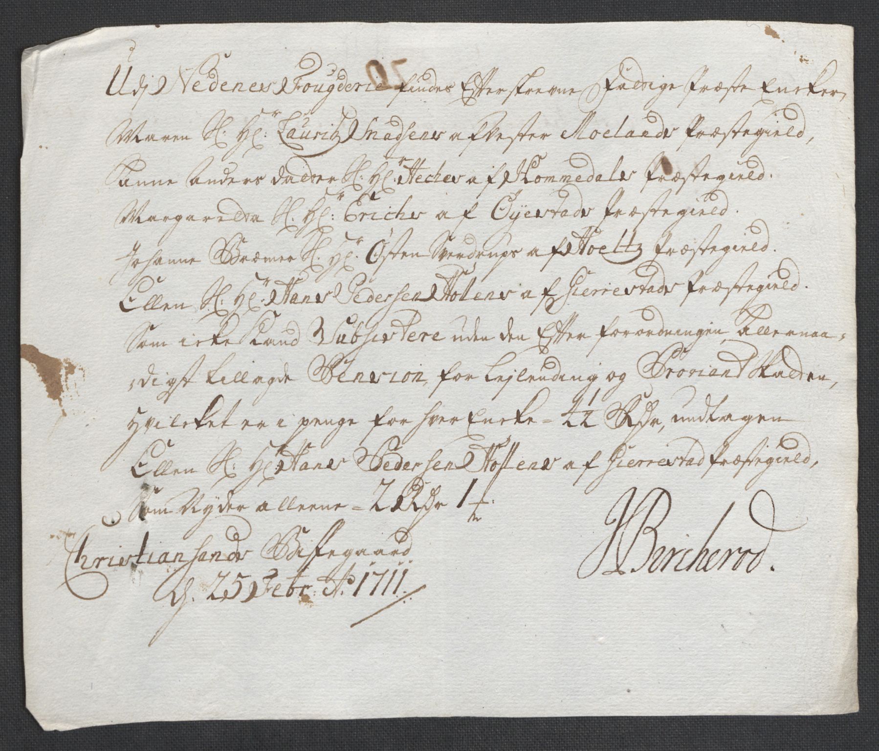 Rentekammeret inntil 1814, Reviderte regnskaper, Fogderegnskap, AV/RA-EA-4092/R39/L2319: Fogderegnskap Nedenes, 1710-1711, p. 79