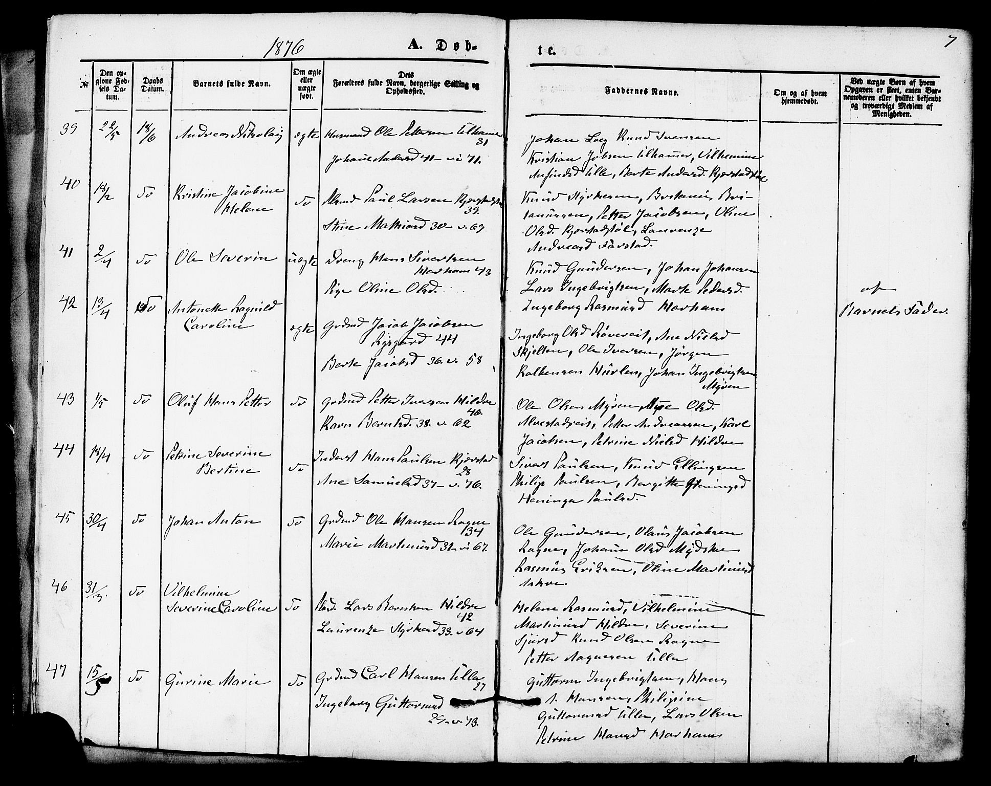 Ministerialprotokoller, klokkerbøker og fødselsregistre - Møre og Romsdal, AV/SAT-A-1454/536/L0500: Parish register (official) no. 536A09, 1876-1889, p. 7