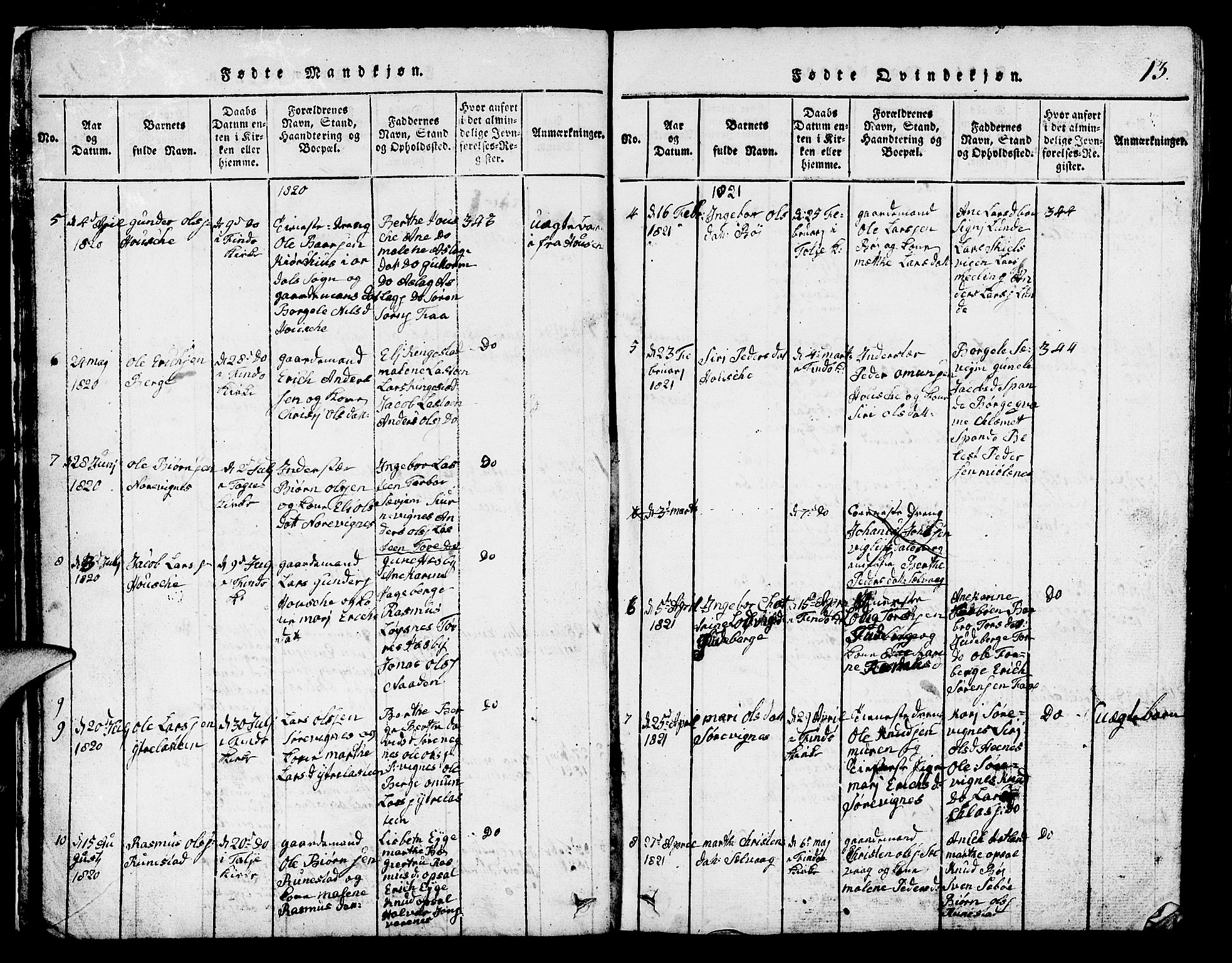 Finnøy sokneprestkontor, SAST/A-101825/H/Ha/Hab/L0001: Parish register (copy) no. B 1, 1816-1856, p. 13