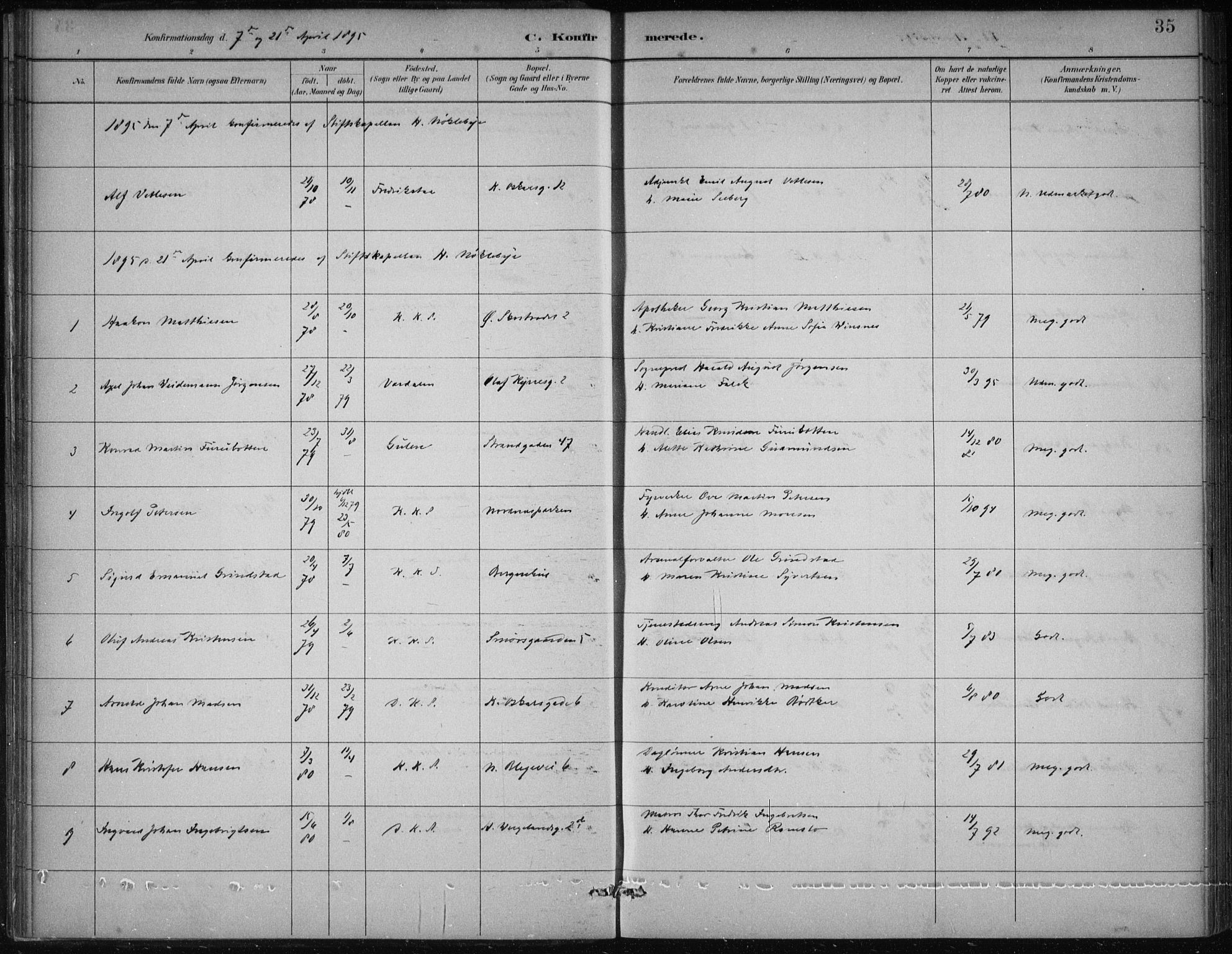 Korskirken sokneprestembete, SAB/A-76101/H/Hab: Parish register (copy) no. C 4, 1893-1905, p. 35