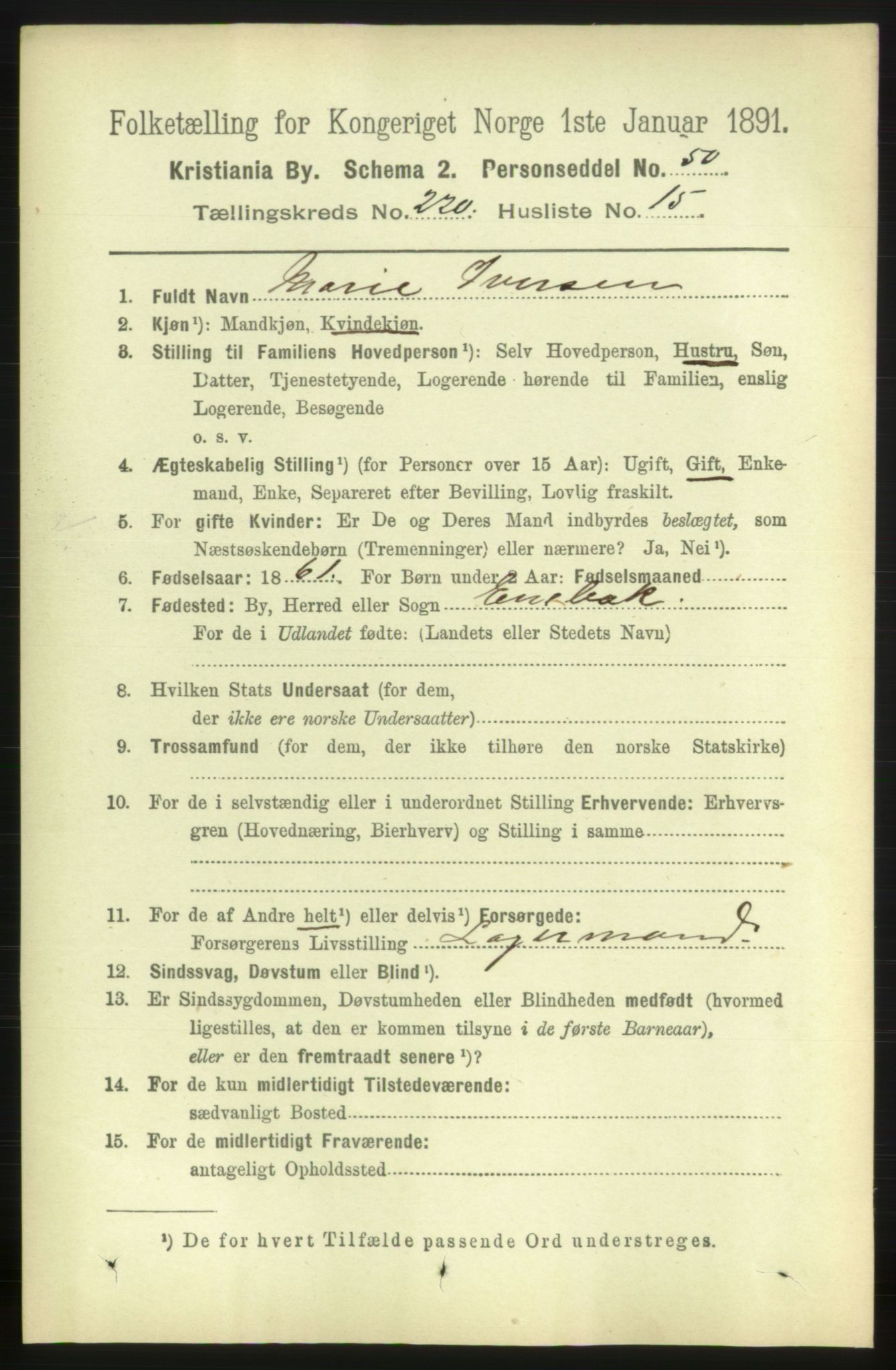 RA, 1891 census for 0301 Kristiania, 1891, p. 131448