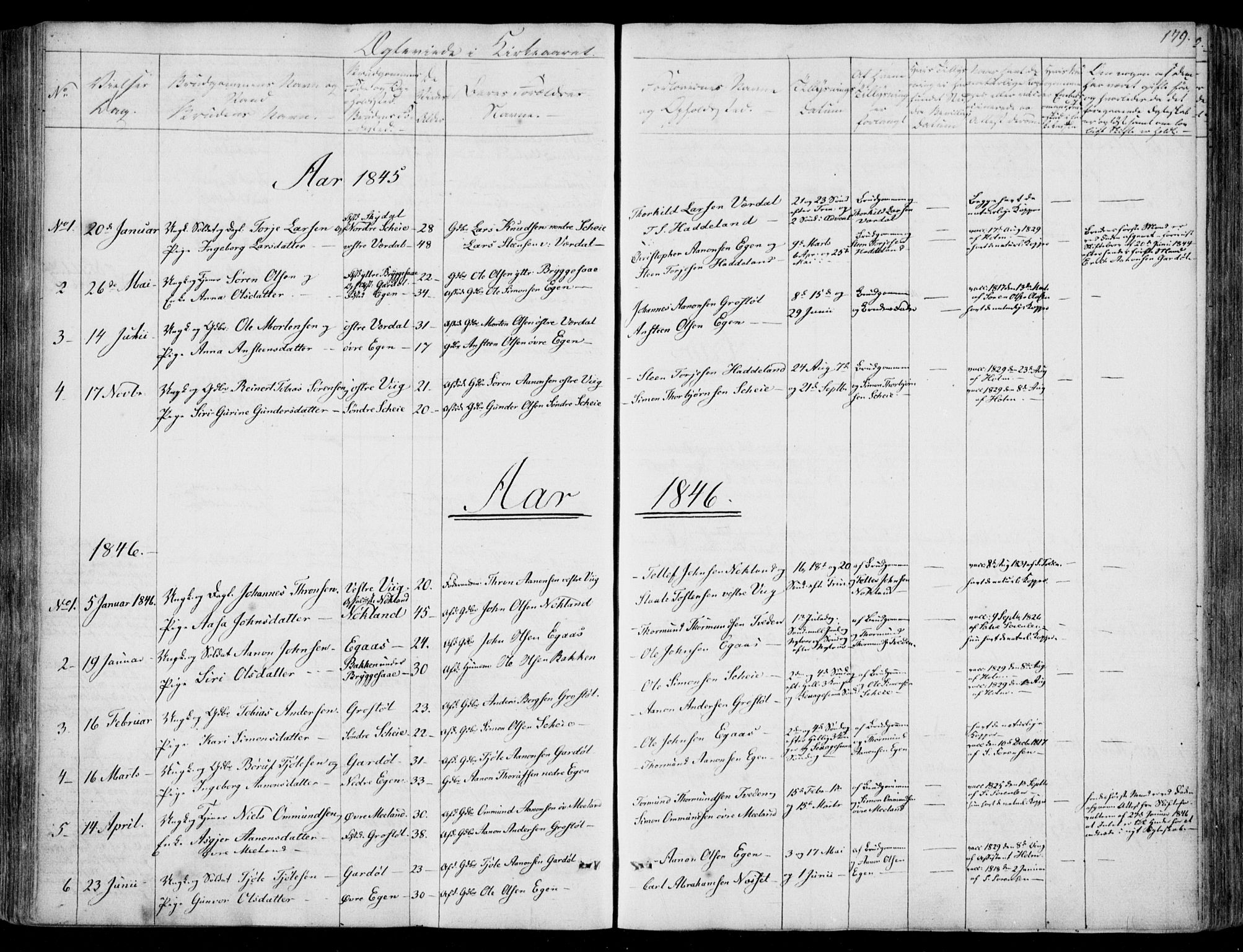 Hægebostad sokneprestkontor, AV/SAK-1111-0024/F/Fa/Fab/L0002: Parish register (official) no. A 2, 1836-1872, p. 179