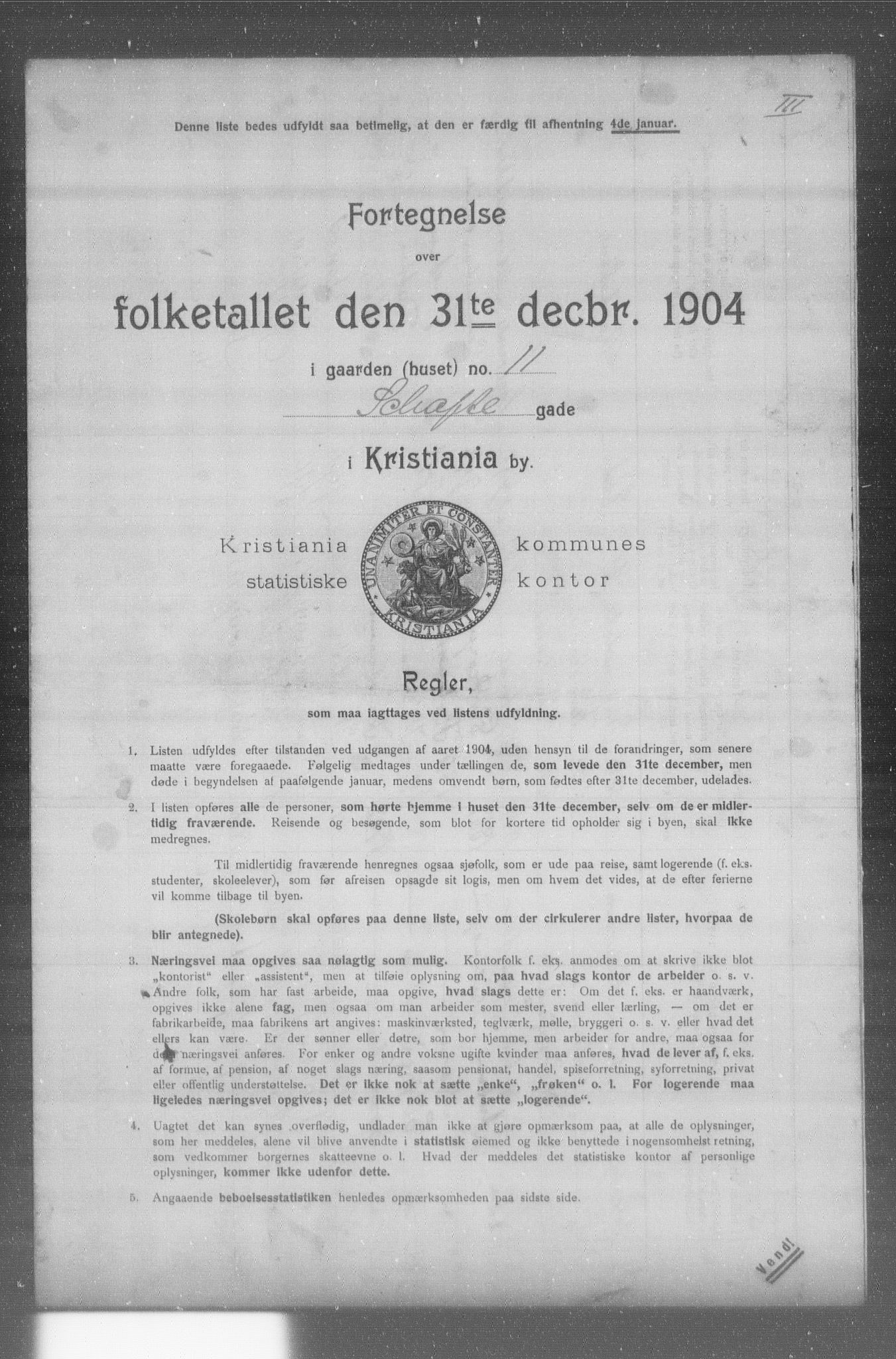 OBA, Municipal Census 1904 for Kristiania, 1904, p. 17319