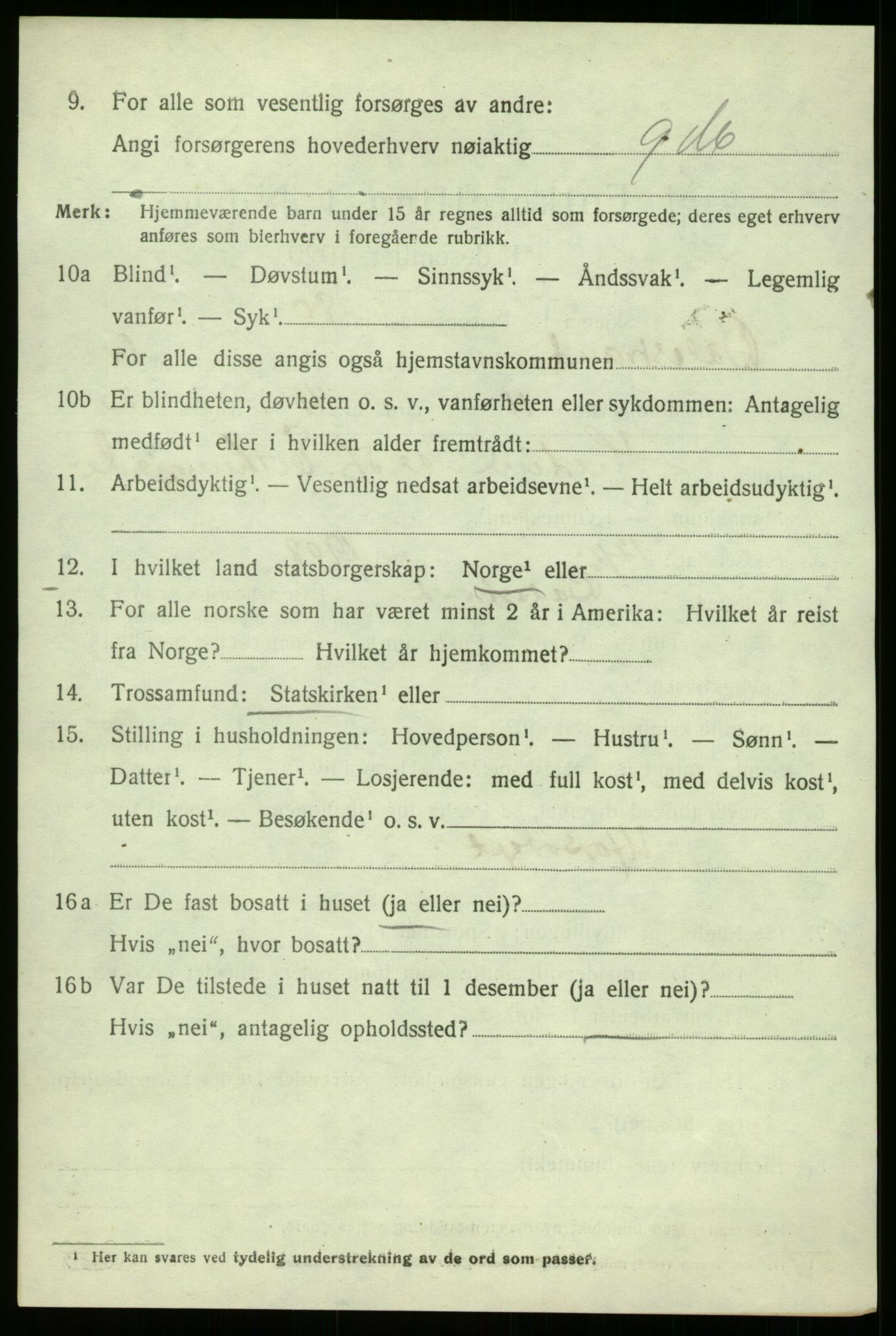 SAB, 1920 census for Balestrand, 1920, p. 3017