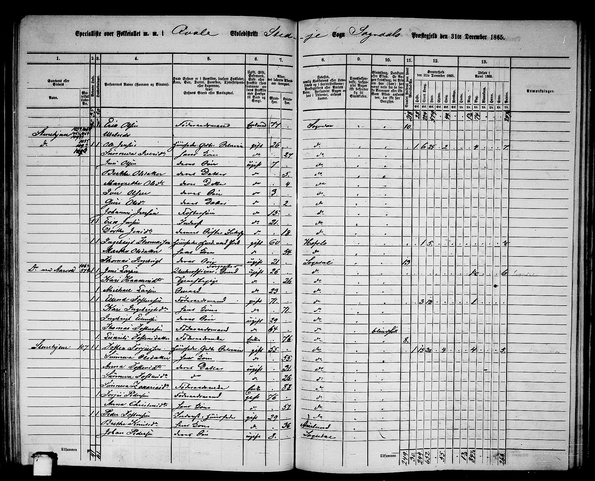 RA, 1865 census for Sogndal, 1865, p. 80