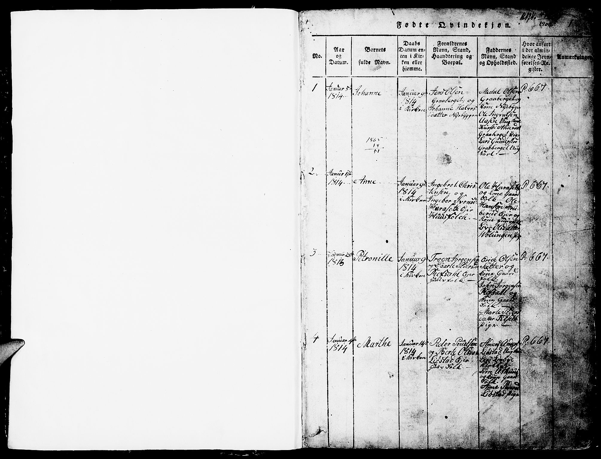 Romedal prestekontor, SAH/PREST-004/L/L0005: Parish register (copy) no. 5, 1814-1829, p. 0-1