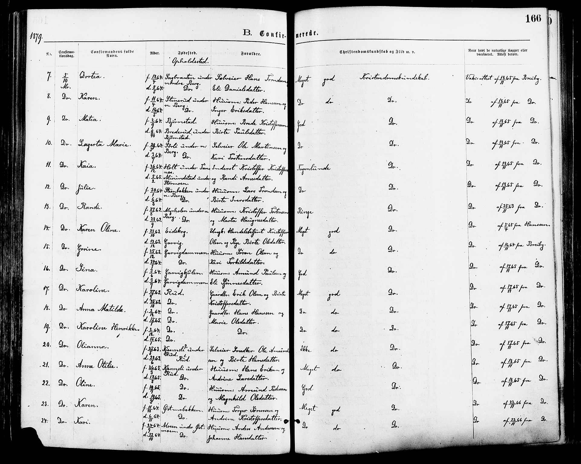 Nord-Odal prestekontor, AV/SAH-PREST-032/H/Ha/Haa/L0005: Parish register (official) no. 5, 1874-1885, p. 166