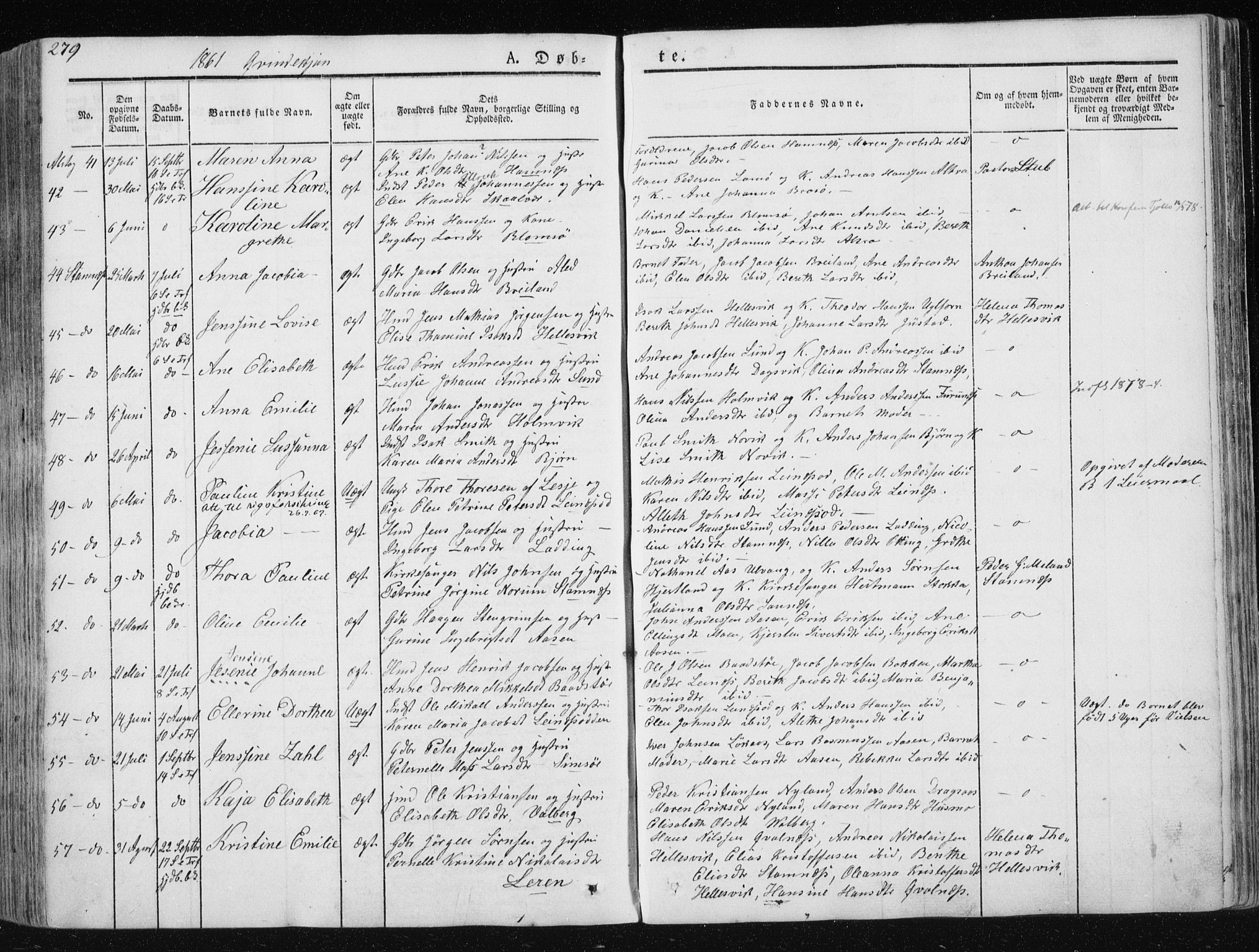 Ministerialprotokoller, klokkerbøker og fødselsregistre - Nordland, AV/SAT-A-1459/830/L0446: Parish register (official) no. 830A10, 1831-1865, p. 279