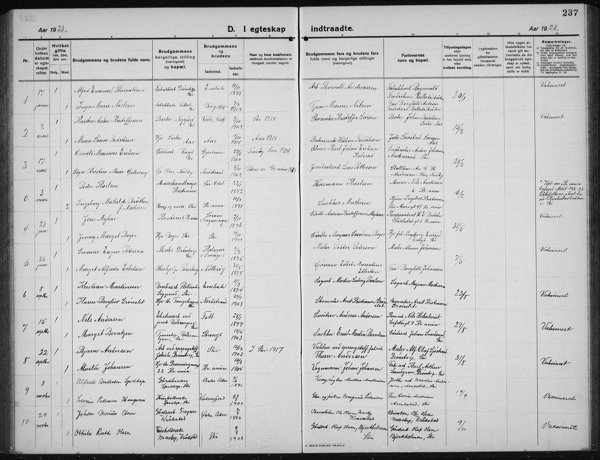 Kråkstad prestekontor Kirkebøker, AV/SAO-A-10125a/G/Gb/L0002: Parish register (copy) no. II 2, 1921-1941, p. 237