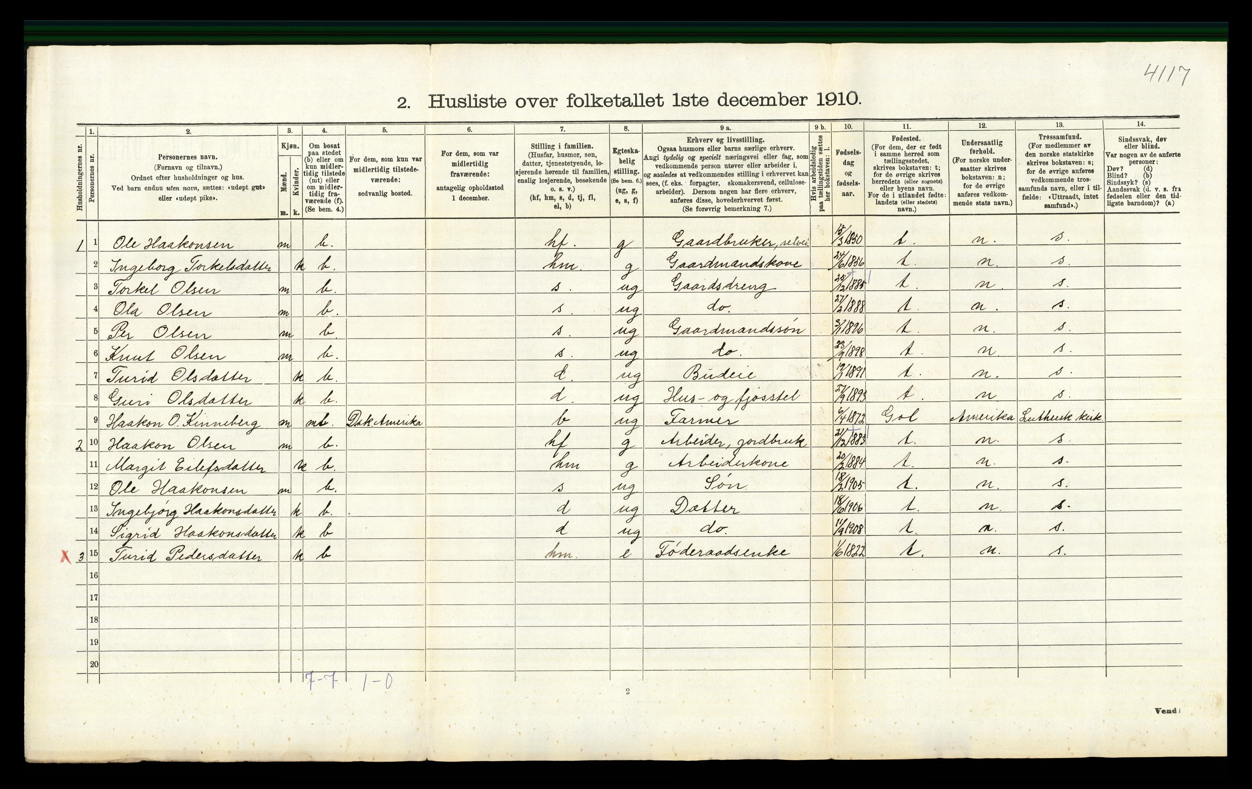 RA, 1910 census for Ål, 1910, p. 348