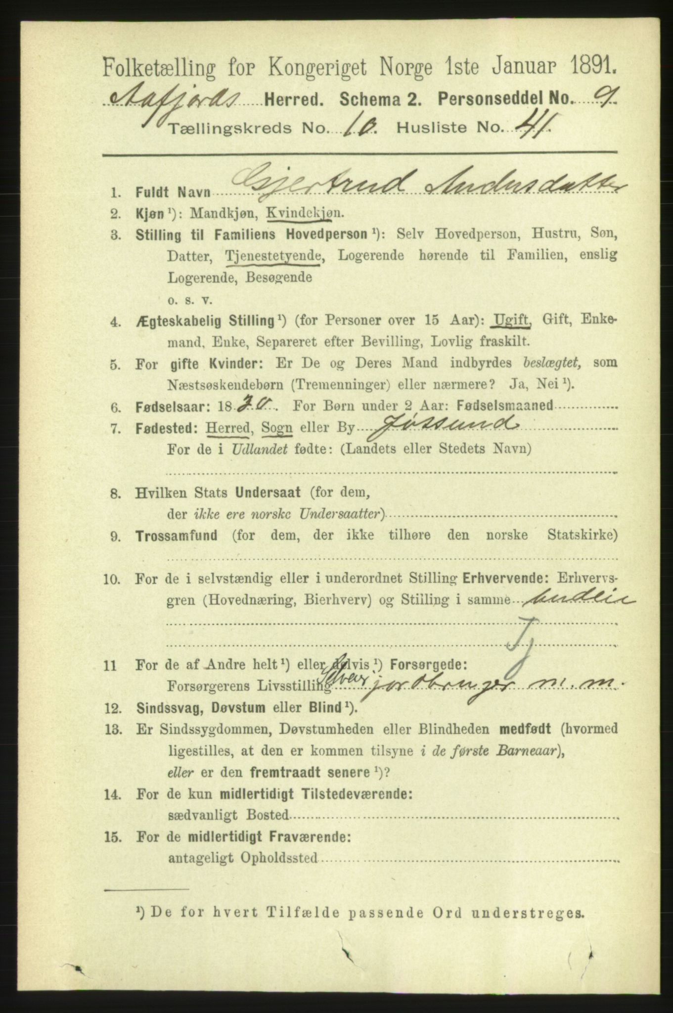 RA, 1891 census for 1630 Åfjord, 1891, p. 3237