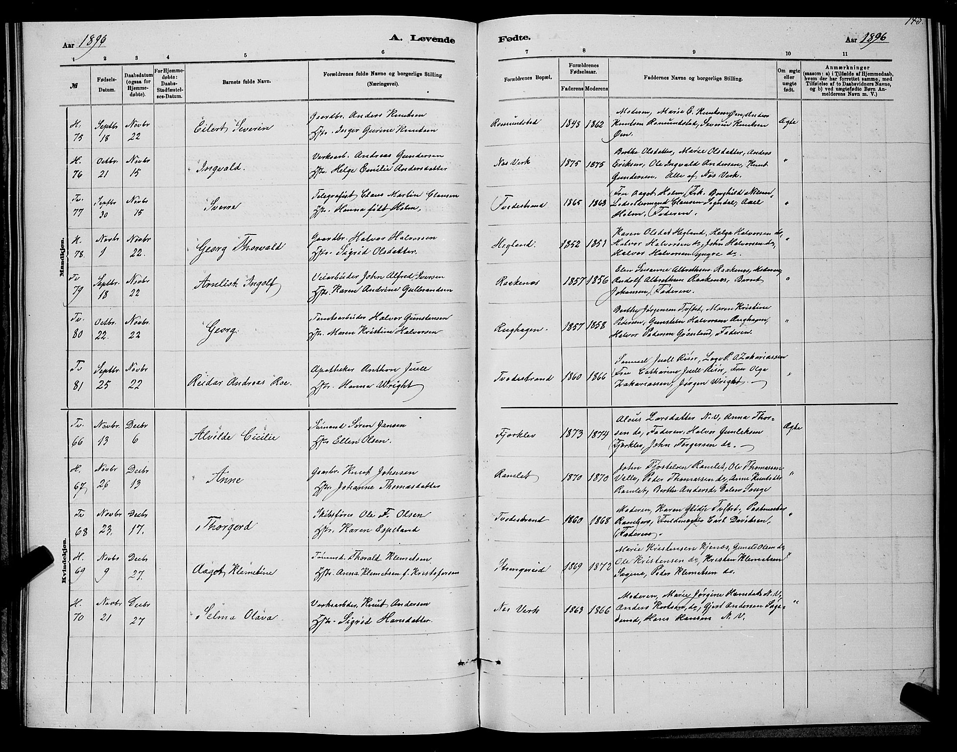 Holt sokneprestkontor, SAK/1111-0021/F/Fb/L0010: Parish register (copy) no. B 10, 1883-1896, p. 143