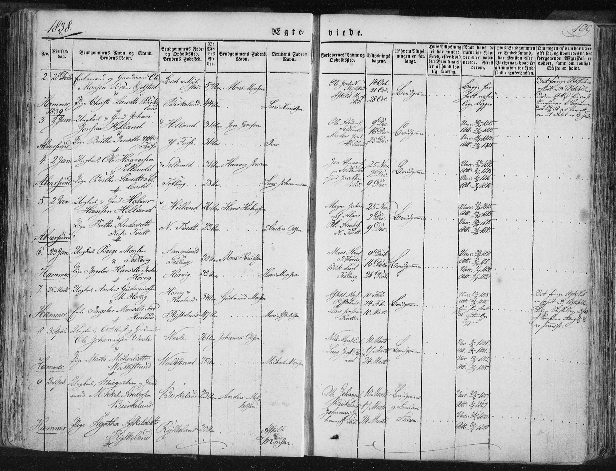 Hamre sokneprestembete, SAB/A-75501/H/Ha/Haa/Haaa/L0012: Parish register (official) no. A 12, 1834-1845, p. 199