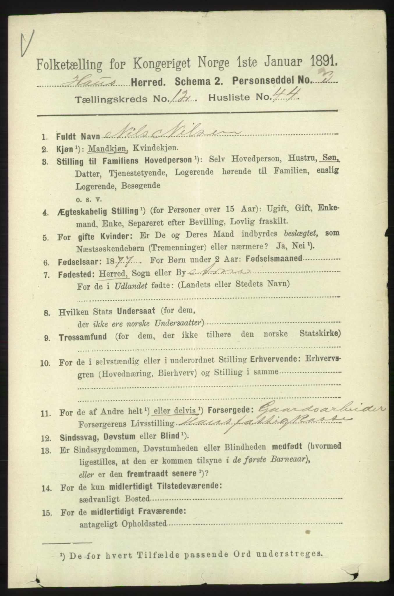 RA, 1891 census for 1250 Haus, 1891, p. 5515