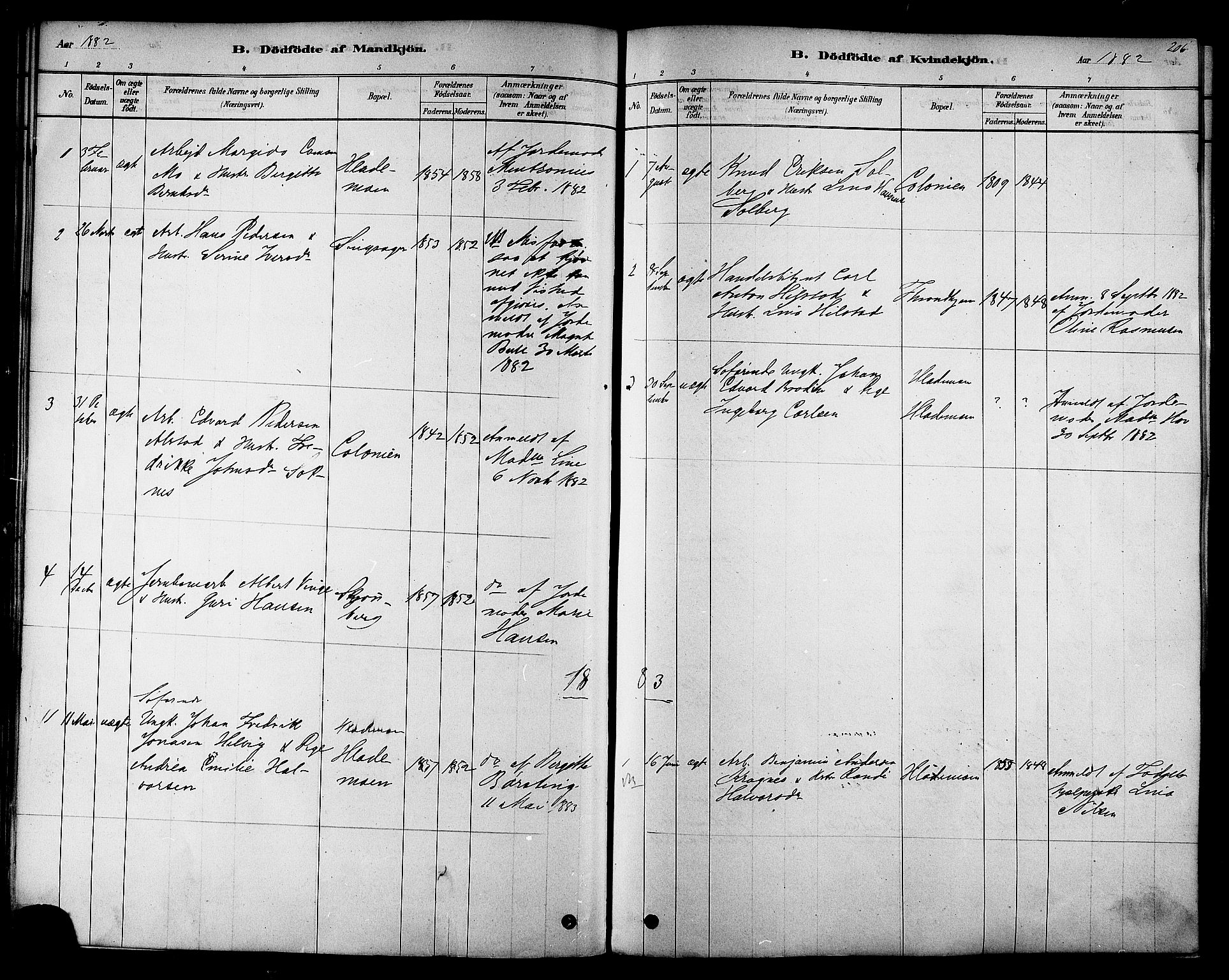 Ministerialprotokoller, klokkerbøker og fødselsregistre - Sør-Trøndelag, AV/SAT-A-1456/606/L0294: Parish register (official) no. 606A09, 1878-1886, p. 206