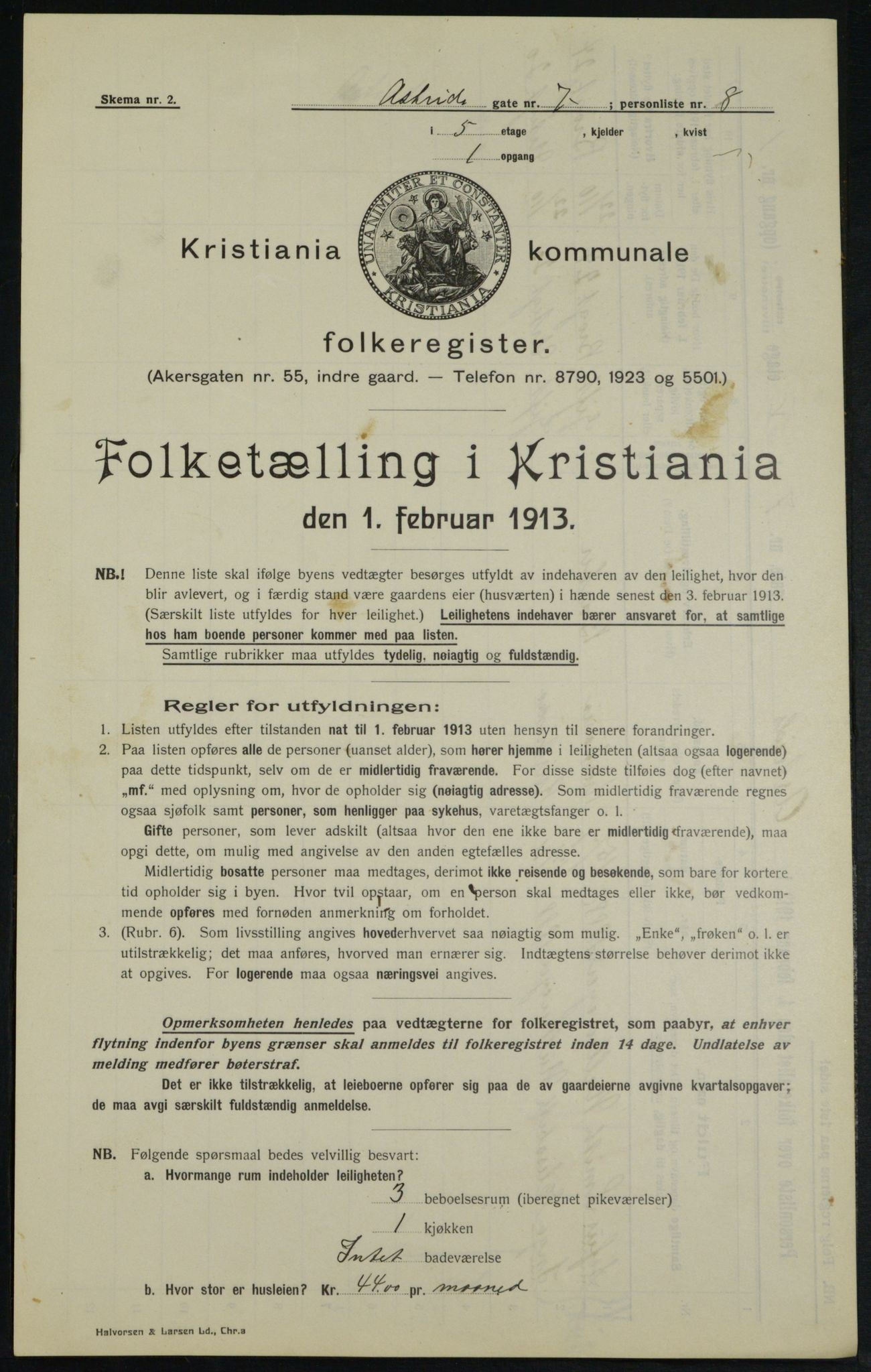 OBA, Municipal Census 1913 for Kristiania, 1913, p. 17275