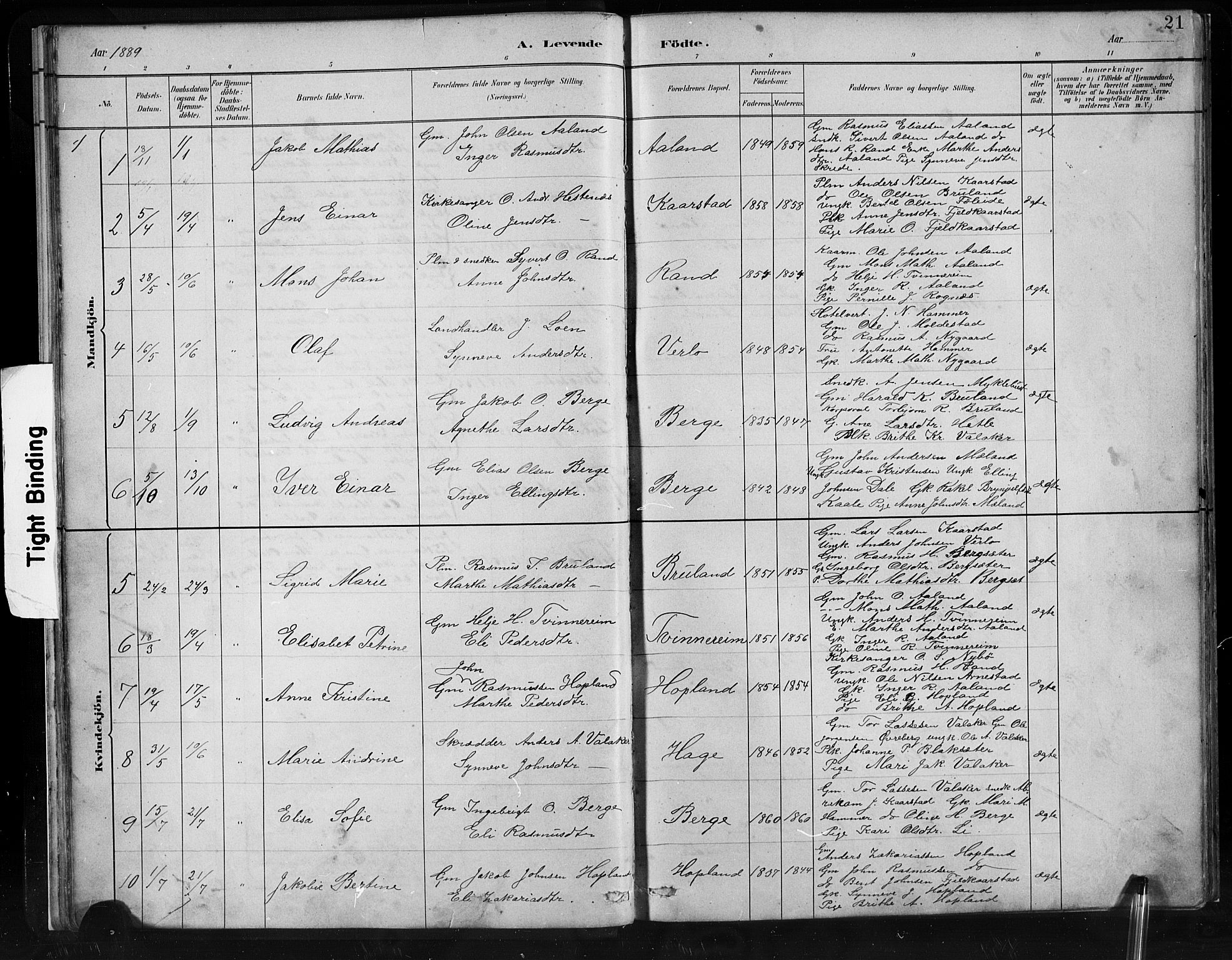 Innvik sokneprestembete, SAB/A-80501: Parish register (copy) no. C 3, 1883-1911, p. 21