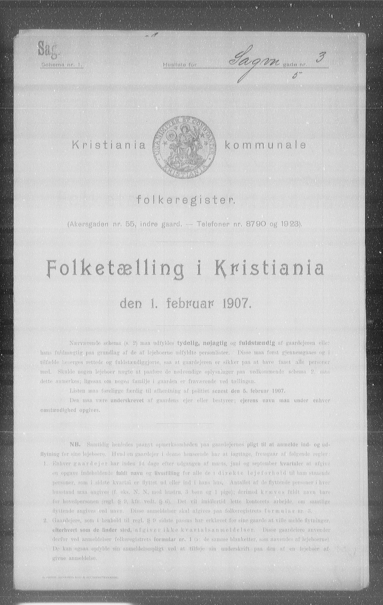 OBA, Municipal Census 1907 for Kristiania, 1907, p. 44172