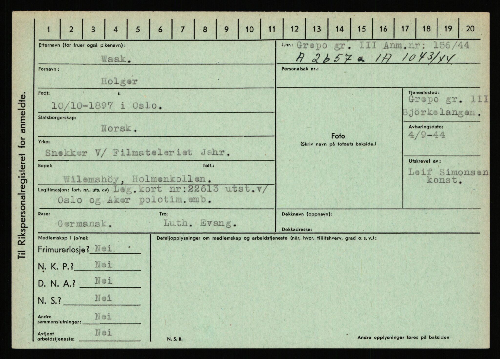 Statspolitiet - Hovedkontoret / Osloavdelingen, AV/RA-S-1329/C/Ca/L0016: Uberg - Øystese, 1943-1945, p. 1593