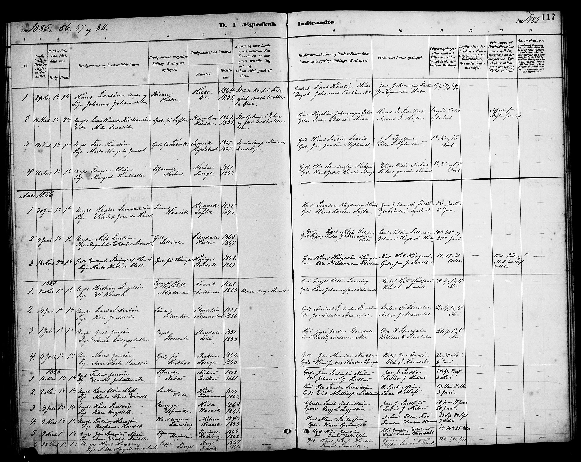Kvinnherad sokneprestembete, SAB/A-76401/H/Hab: Parish register (copy) no. E 1, 1885-1921, p. 117