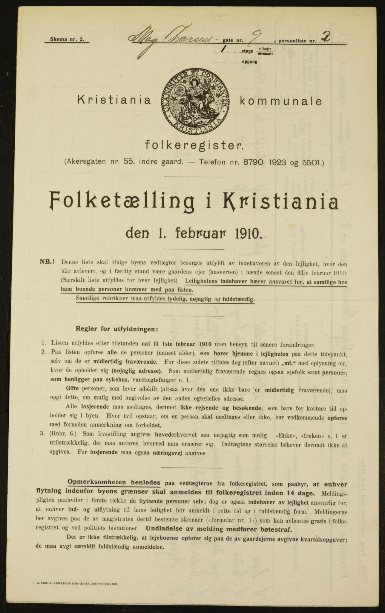 OBA, Municipal Census 1910 for Kristiania, 1910, p. 63495