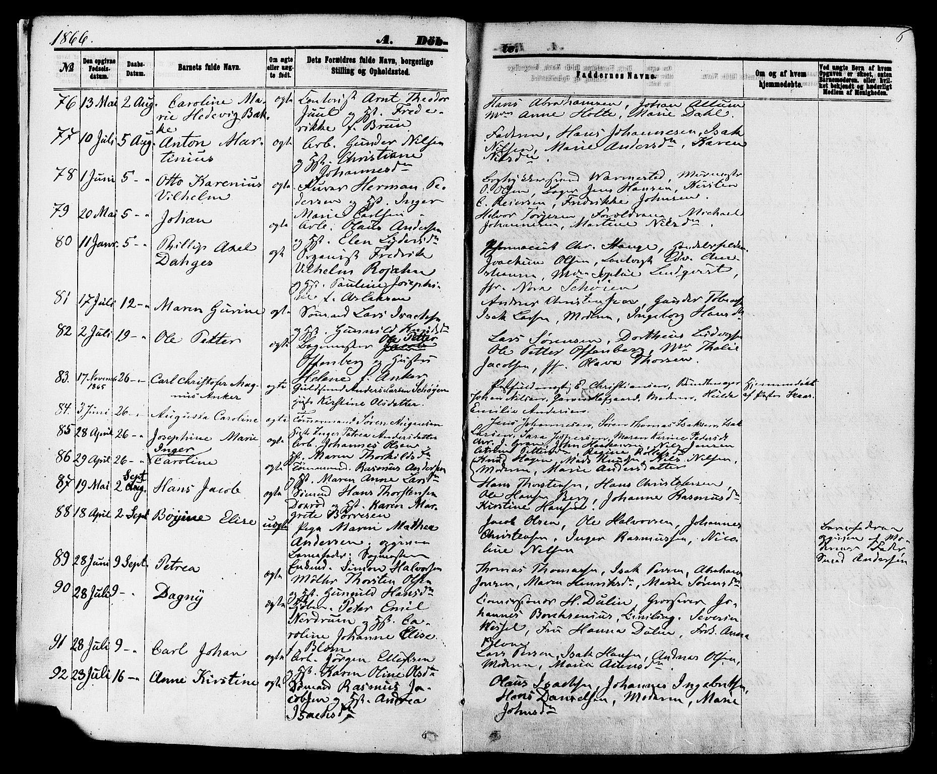 Skien kirkebøker, SAKO/A-302/F/Fa/L0008: Parish register (official) no. 8, 1866-1877, p. 6