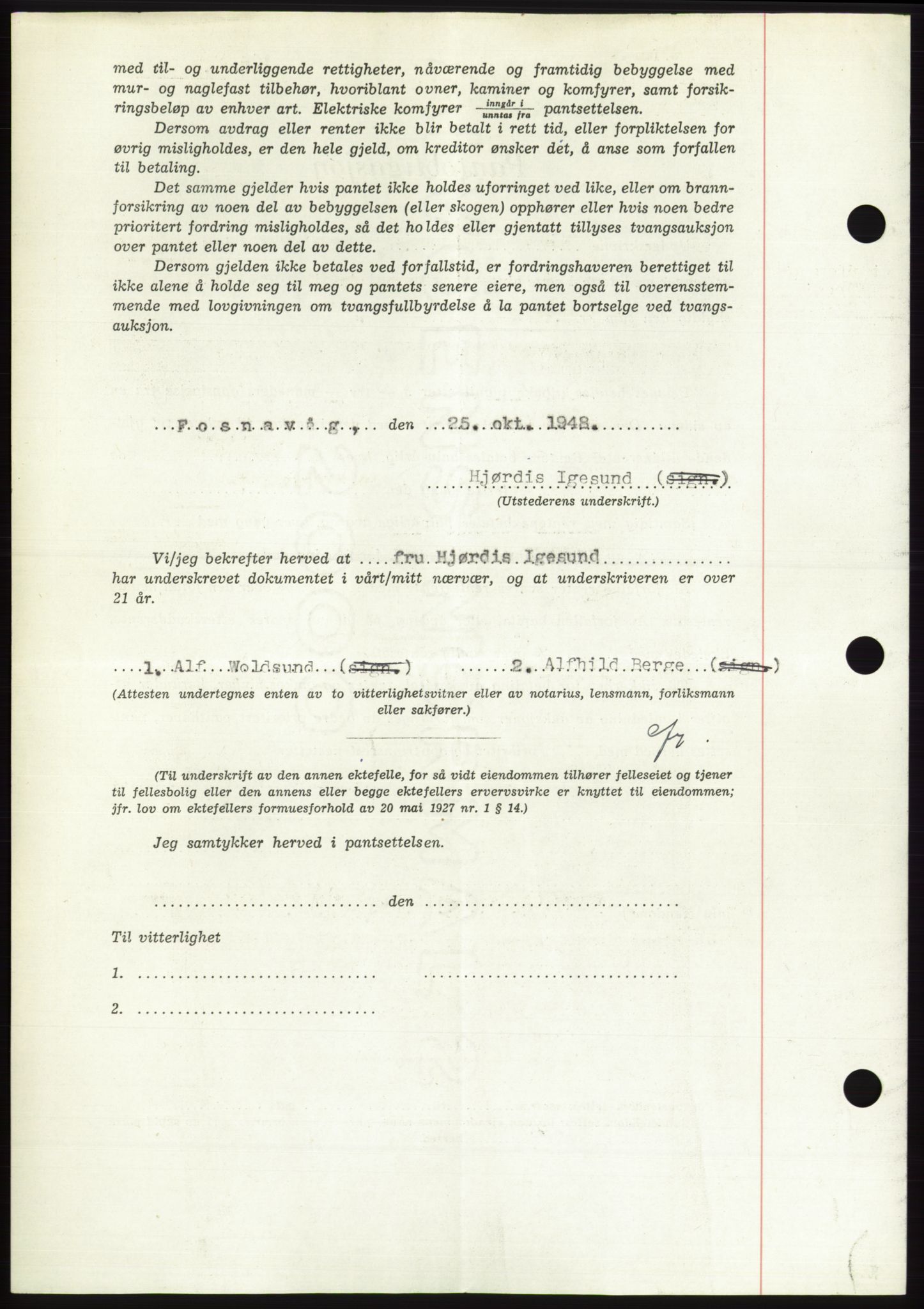 Søre Sunnmøre sorenskriveri, AV/SAT-A-4122/1/2/2C/L0116: Mortgage book no. 4B, 1948-1949, Diary no: : 1536/1948