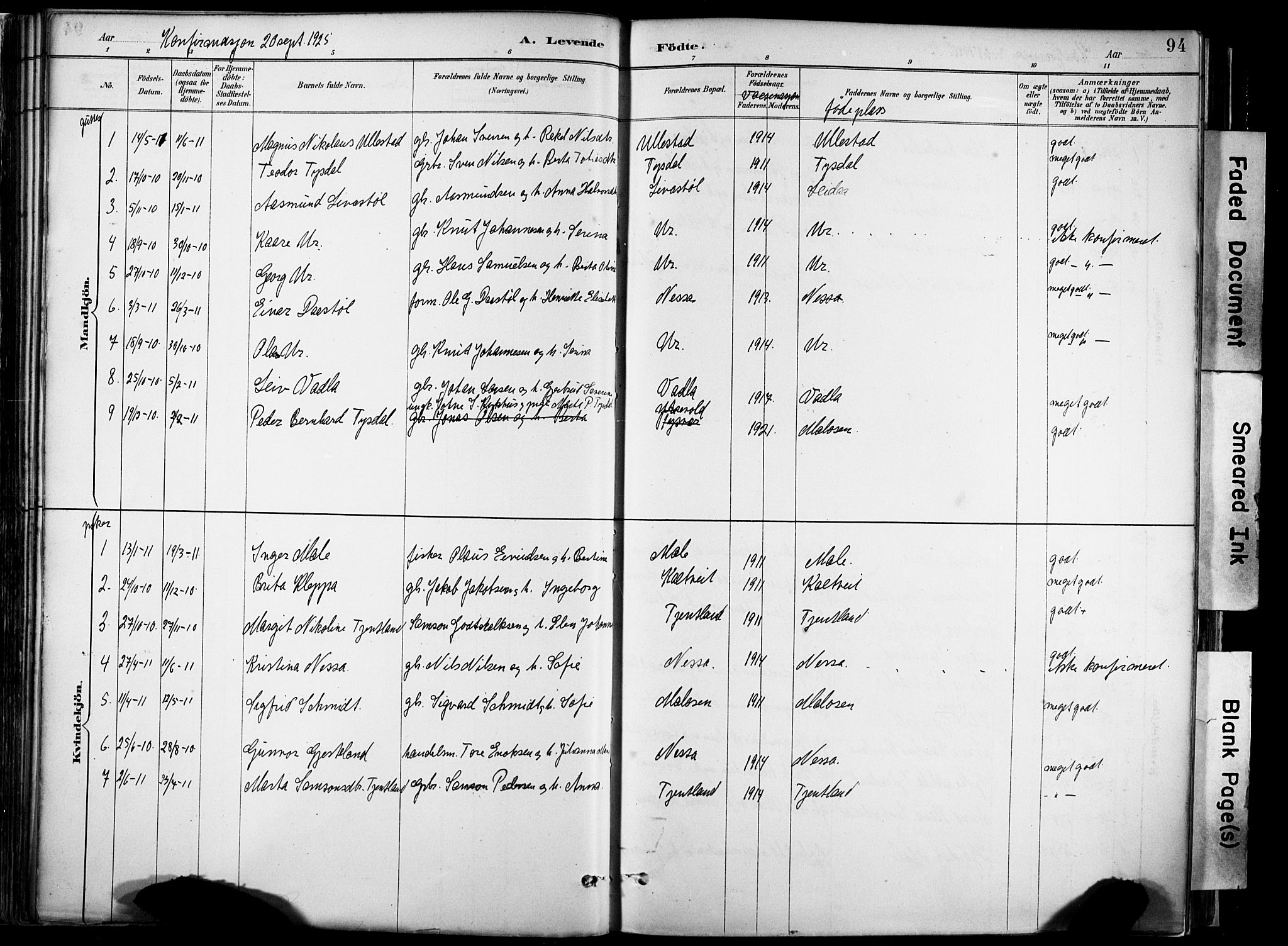 Hjelmeland sokneprestkontor, SAST/A-101843/02/A/L0001: Parish register (official) no. A 16, 1887-1926, p. 94