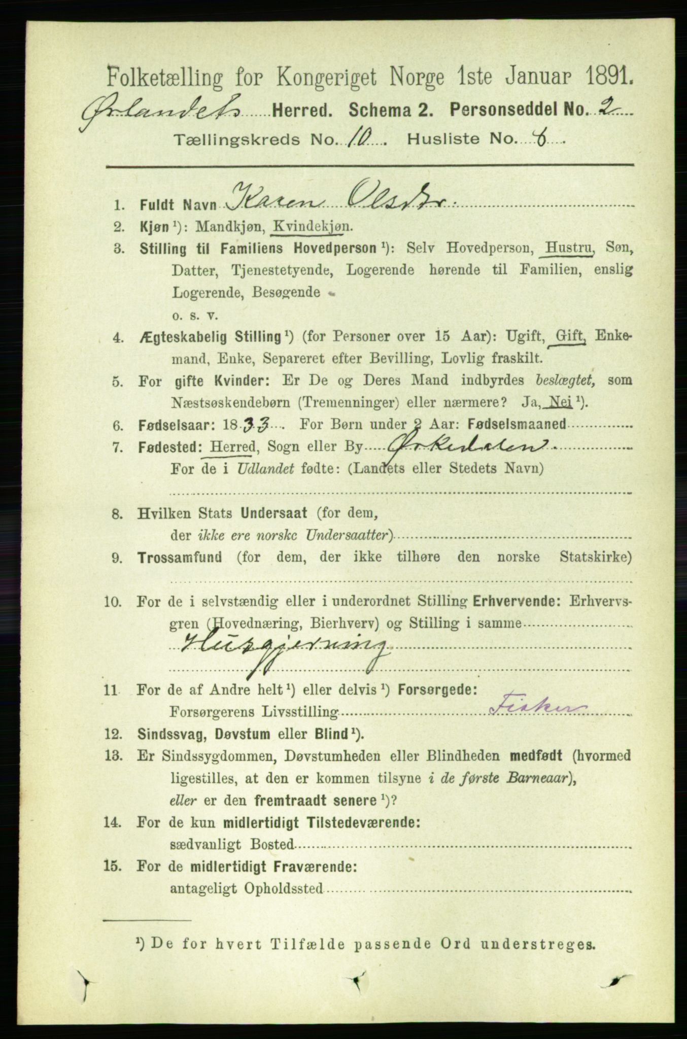 RA, 1891 census for 1621 Ørland, 1891, p. 4253