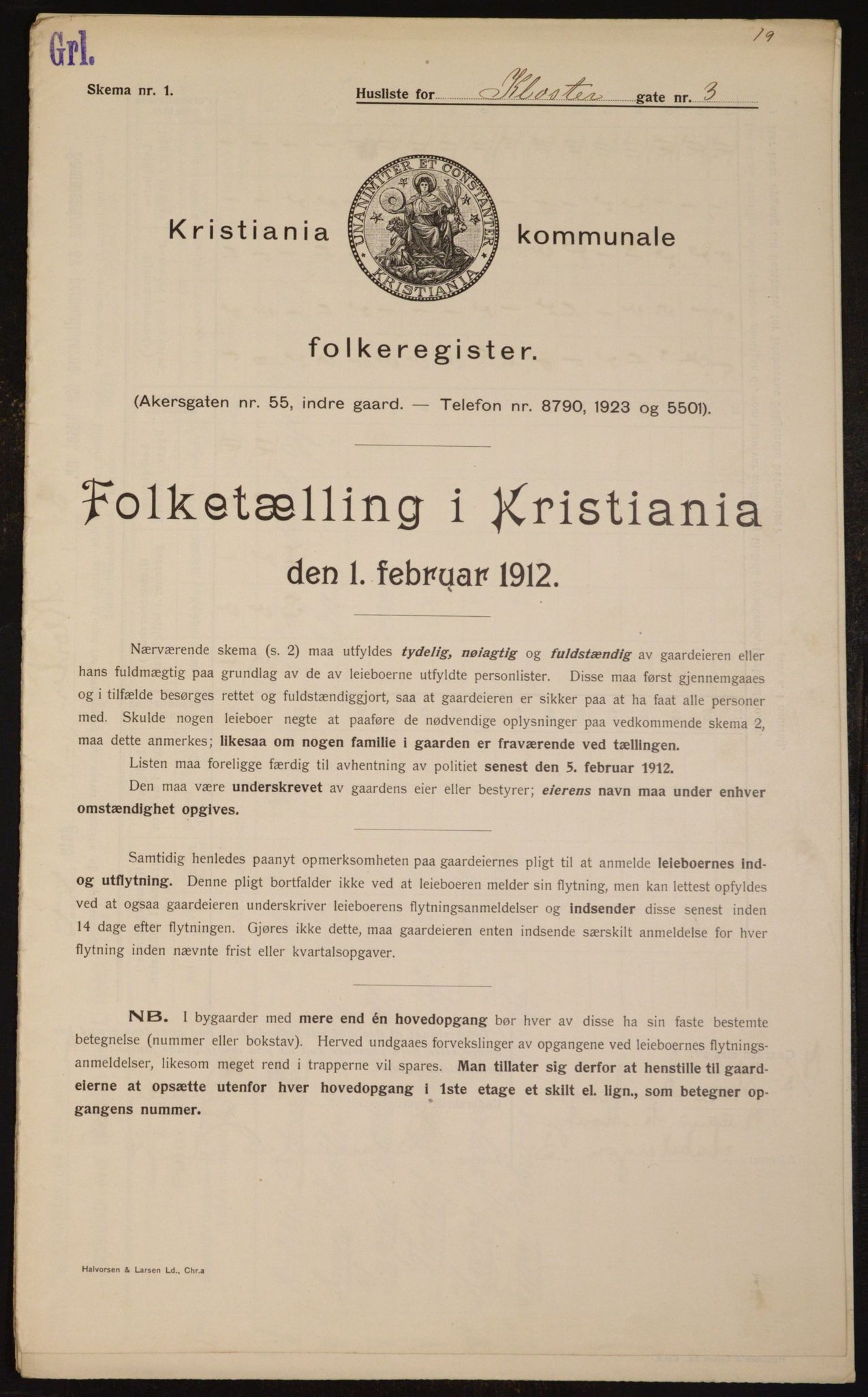 OBA, Municipal Census 1912 for Kristiania, 1912, p. 52323