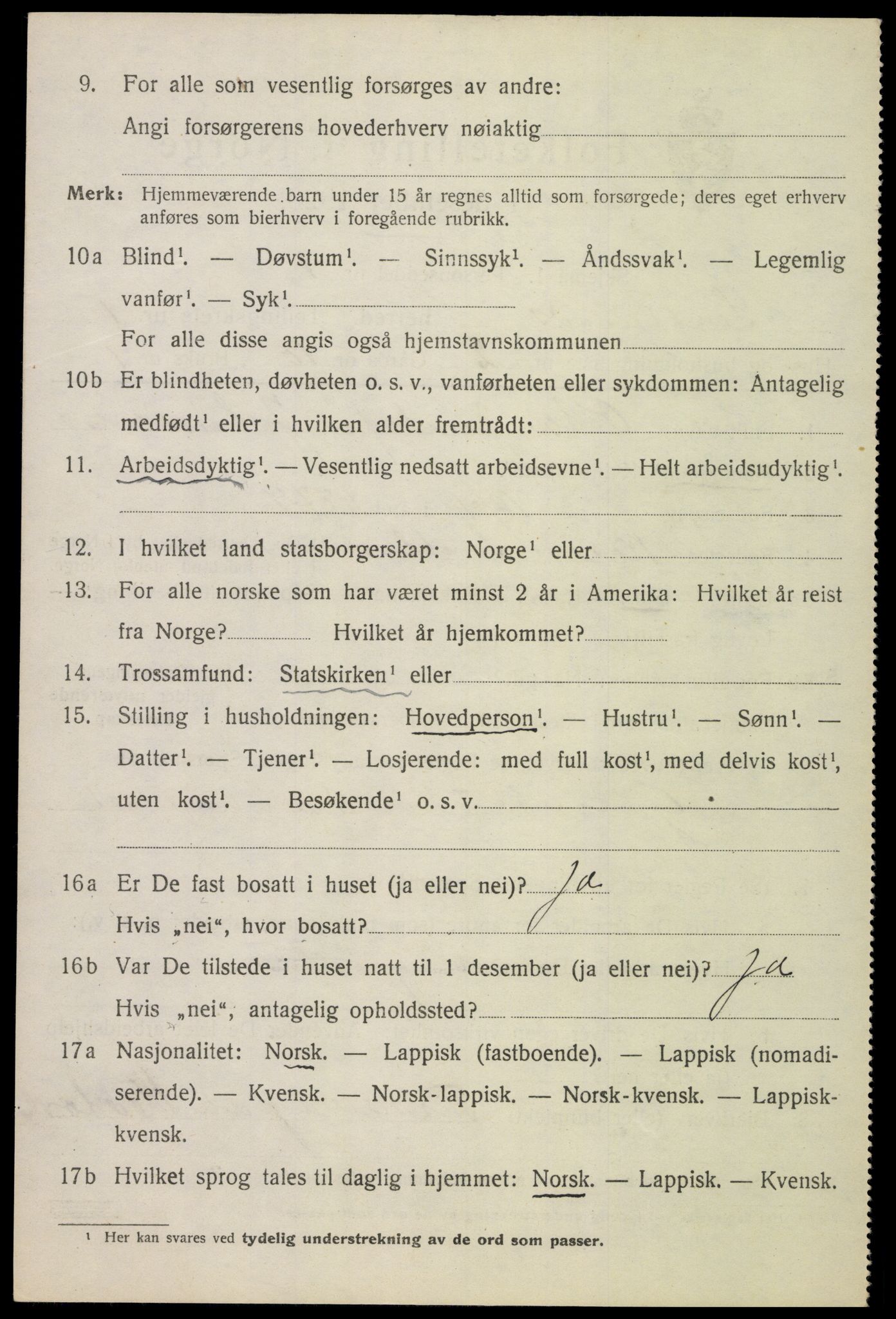 SAT, 1920 census for Sortland, 1920, p. 1571