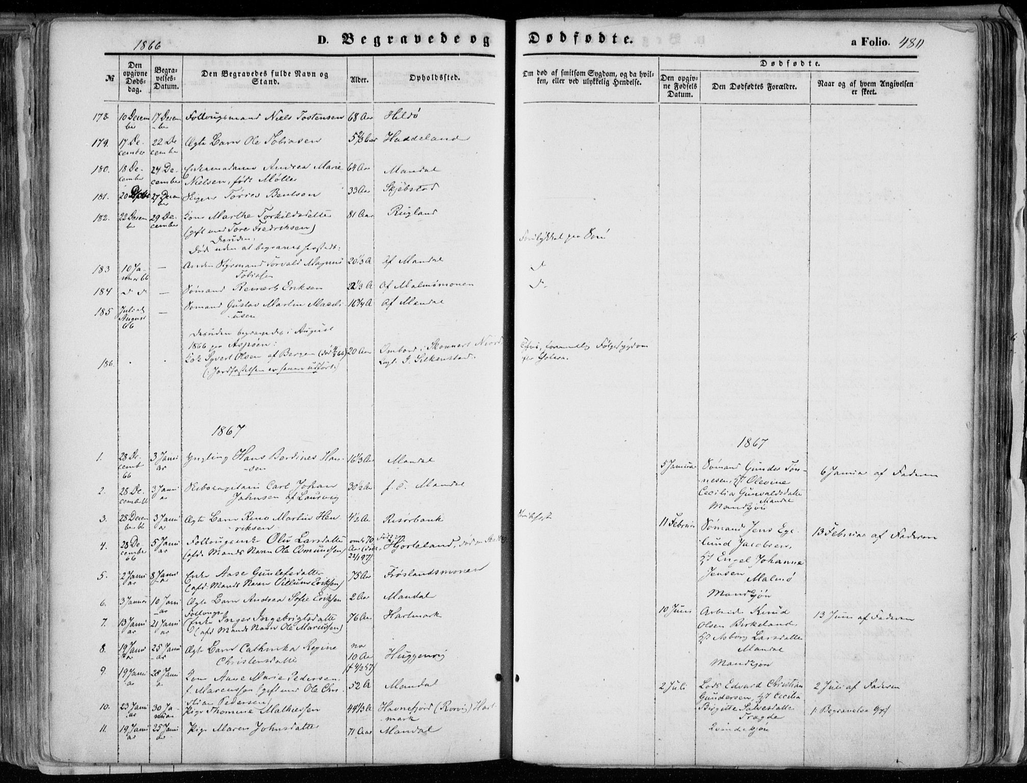 Mandal sokneprestkontor, SAK/1111-0030/F/Fa/Faa/L0014: Parish register (official) no. A 14, 1859-1872, p. 480