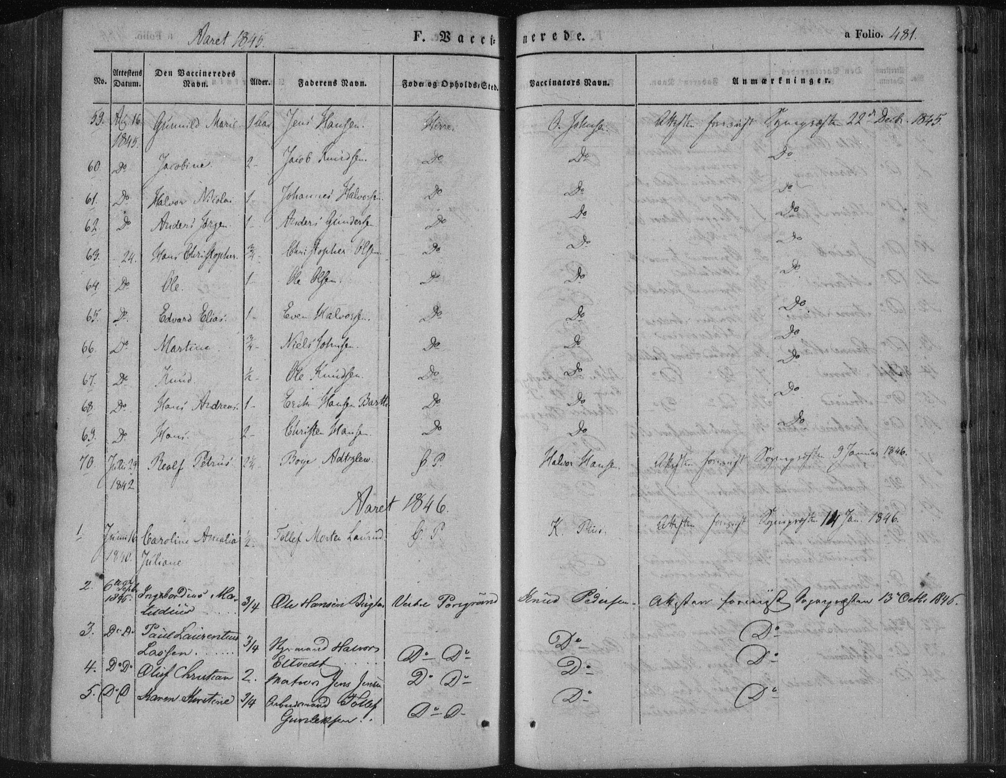 Porsgrunn kirkebøker , AV/SAKO-A-104/F/Fa/L0006: Parish register (official) no. 6, 1841-1857, p. 481