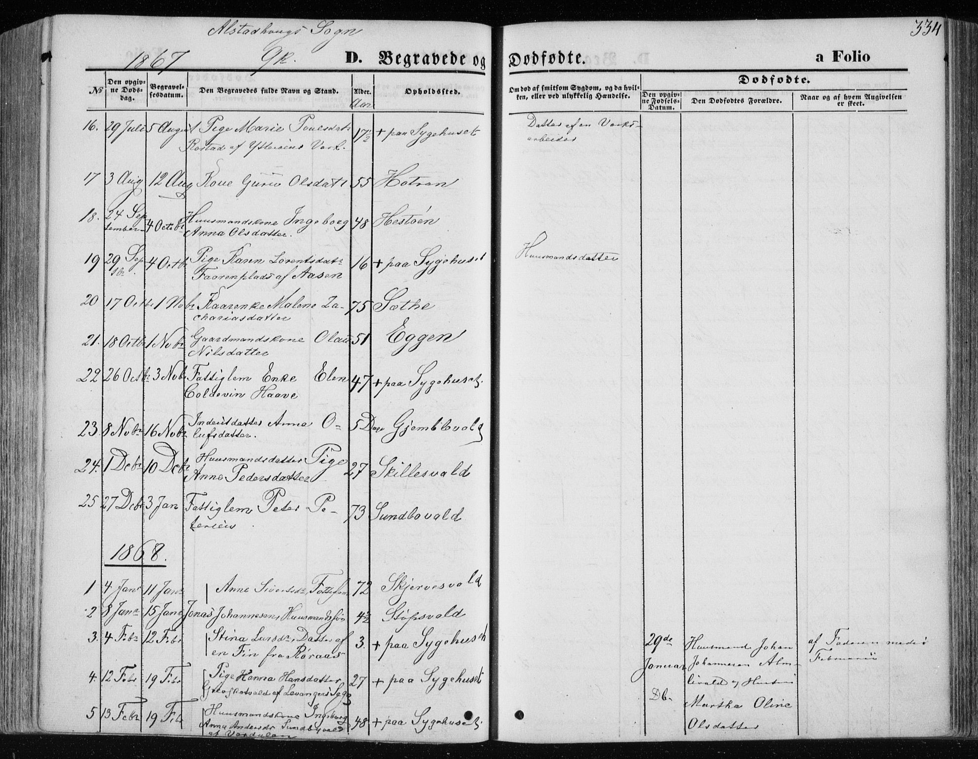 Ministerialprotokoller, klokkerbøker og fødselsregistre - Nord-Trøndelag, SAT/A-1458/717/L0157: Parish register (official) no. 717A08 /1, 1863-1877, p. 334