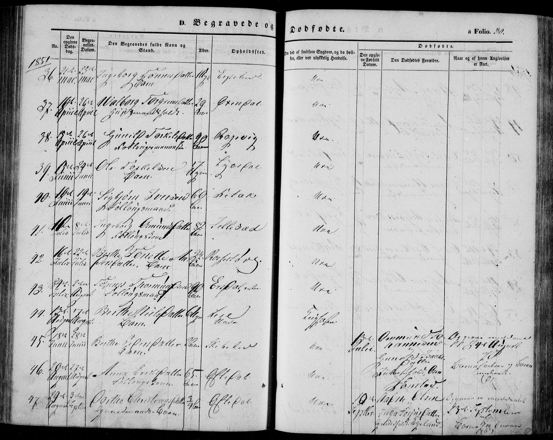 Bakke sokneprestkontor, AV/SAK-1111-0002/F/Fa/Faa/L0005: Parish register (official) no. A 5, 1847-1855, p. 30