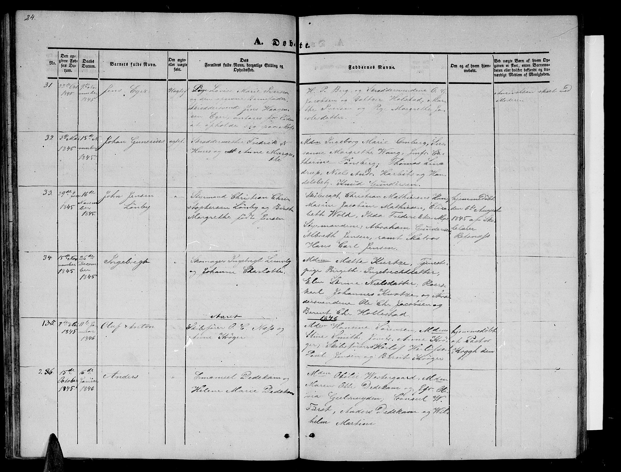 Arendal sokneprestkontor, Trefoldighet, AV/SAK-1111-0040/F/Fb/L0002: Parish register (copy) no. B 2, 1838-1860, p. 24