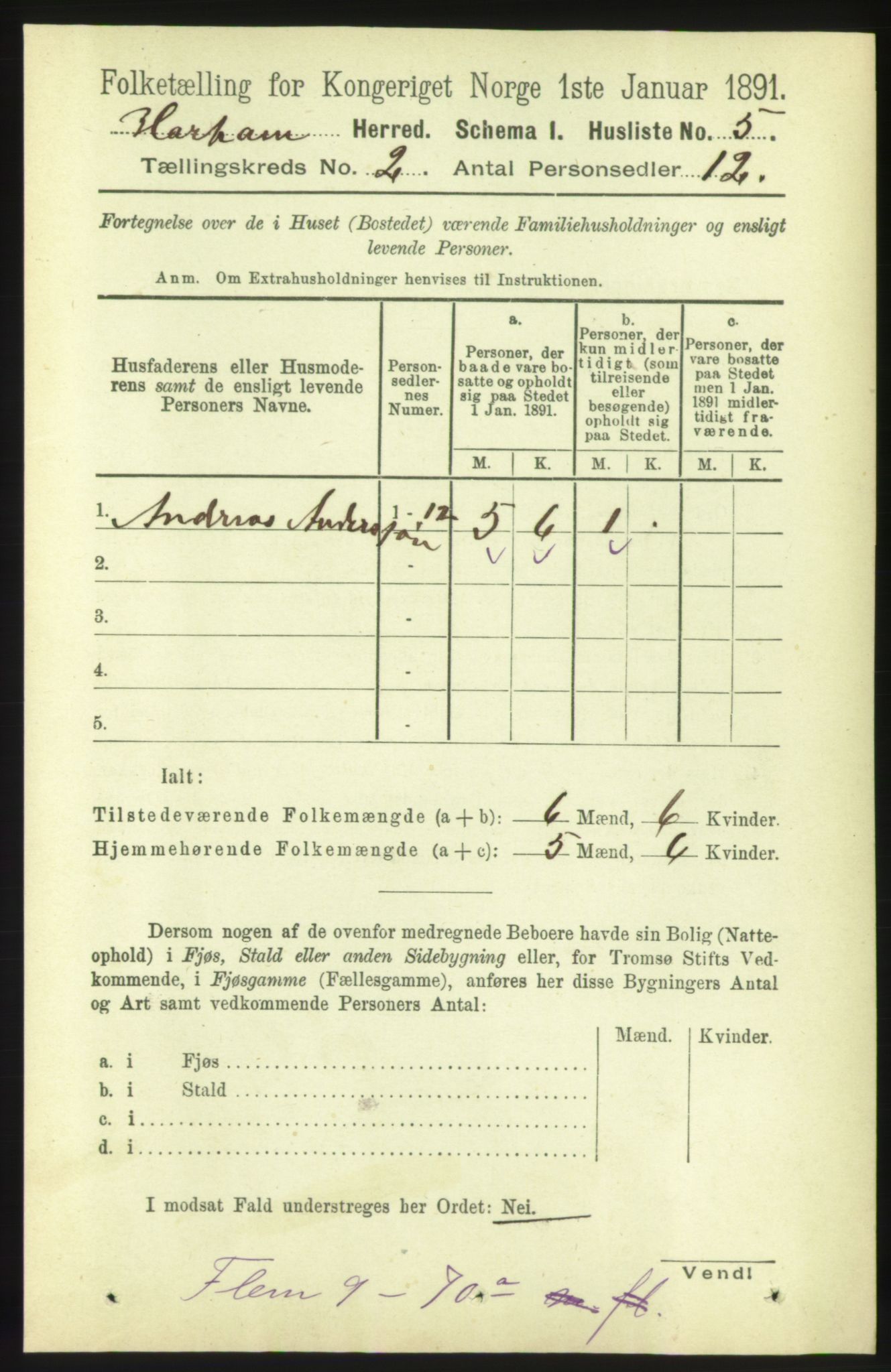 RA, 1891 census for 1534 Haram, 1891, p. 560