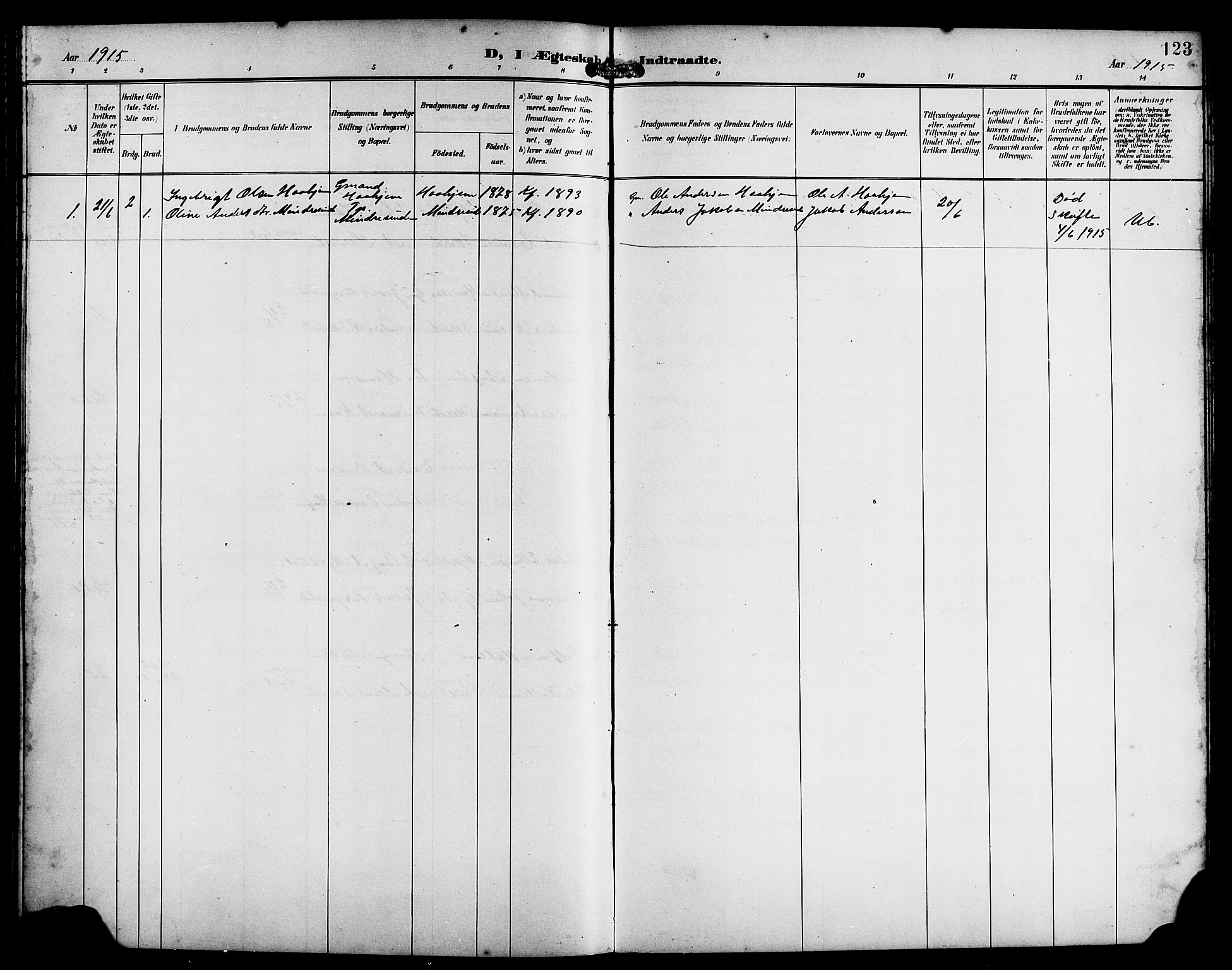 Innvik sokneprestembete, AV/SAB-A-80501: Parish register (copy) no. B 4, 1898-1916, p. 123