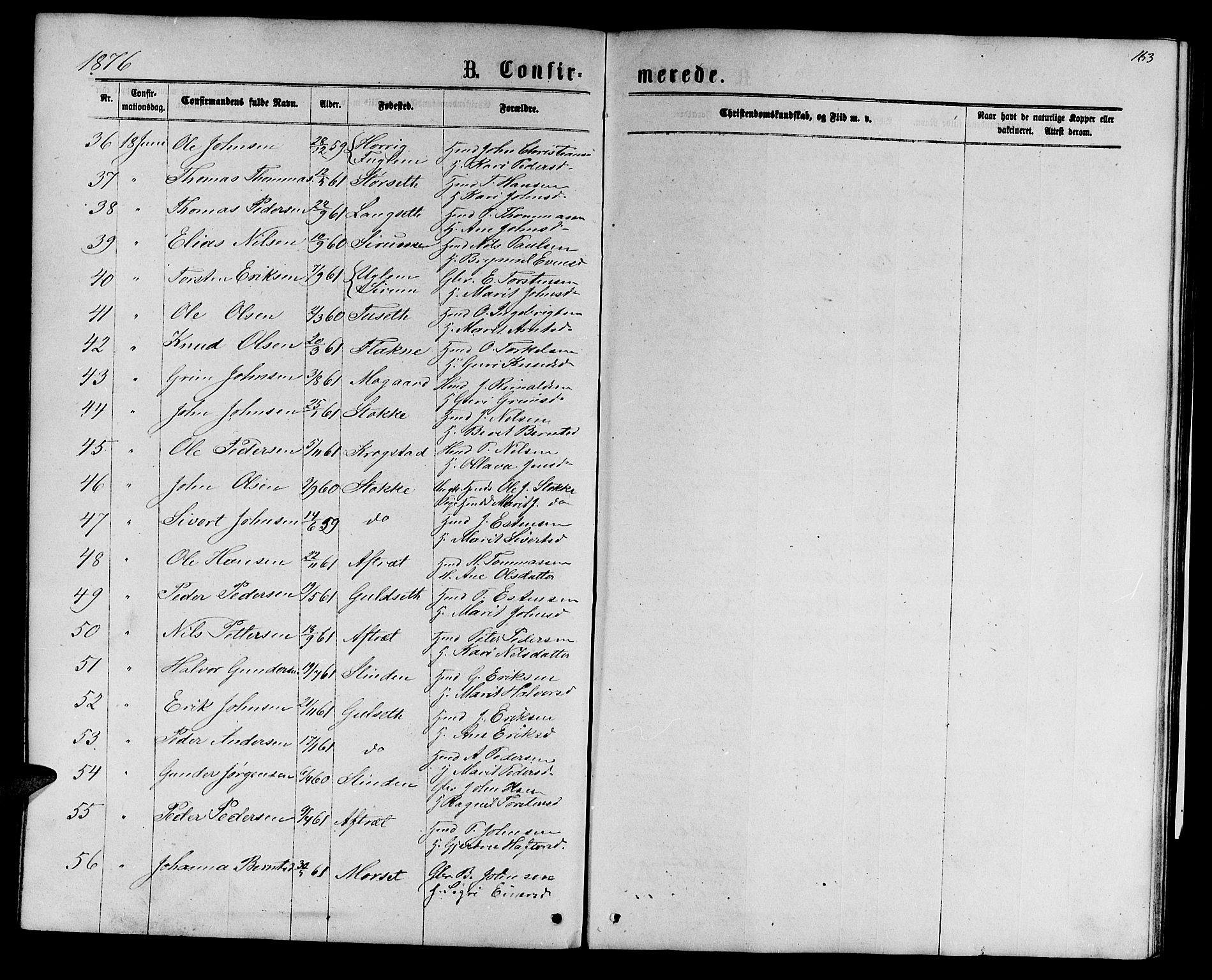 Ministerialprotokoller, klokkerbøker og fødselsregistre - Sør-Trøndelag, AV/SAT-A-1456/695/L1156: Parish register (copy) no. 695C07, 1869-1888, p. 163