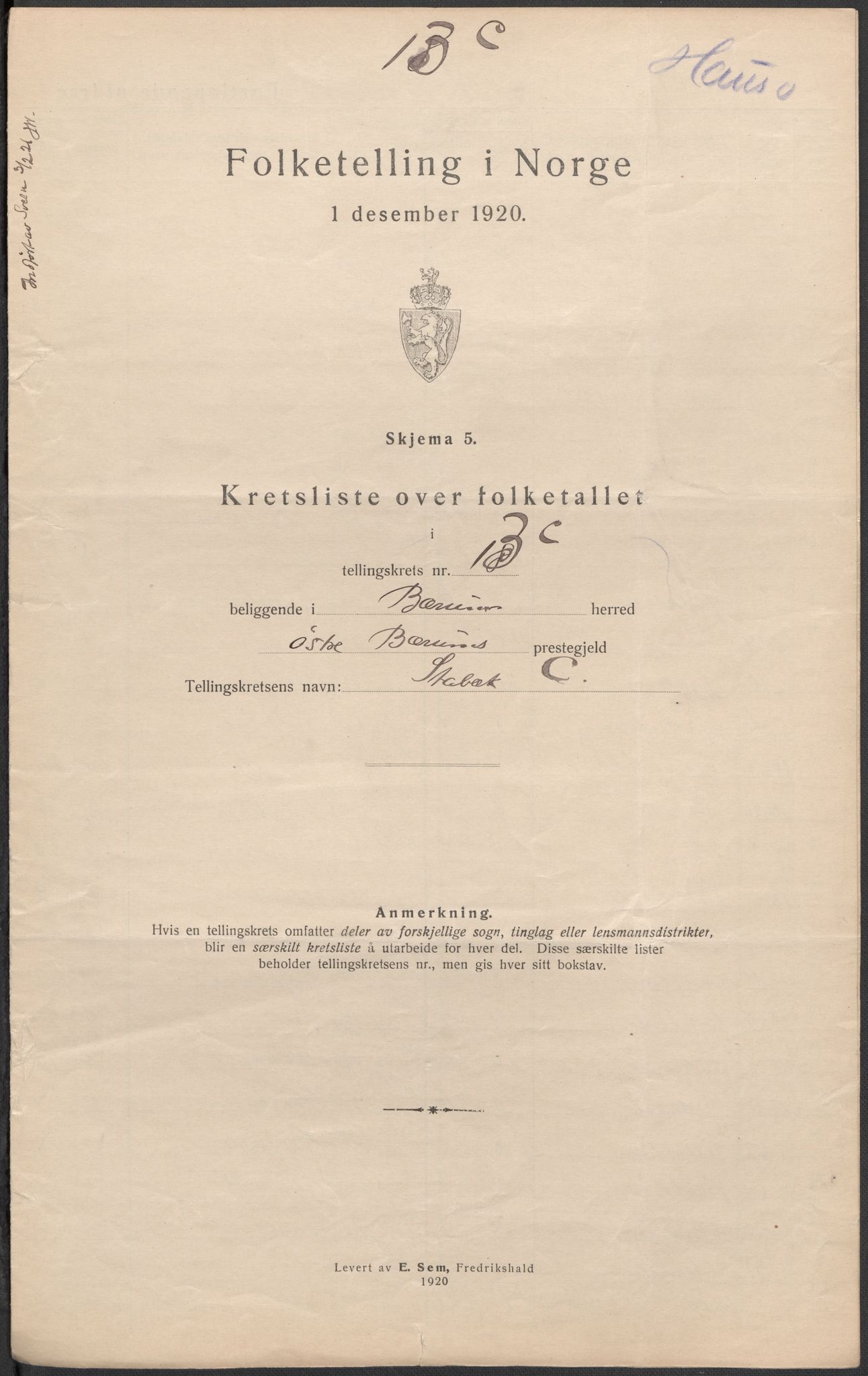 SAO, 1920 census for Bærum, 1920, p. 76