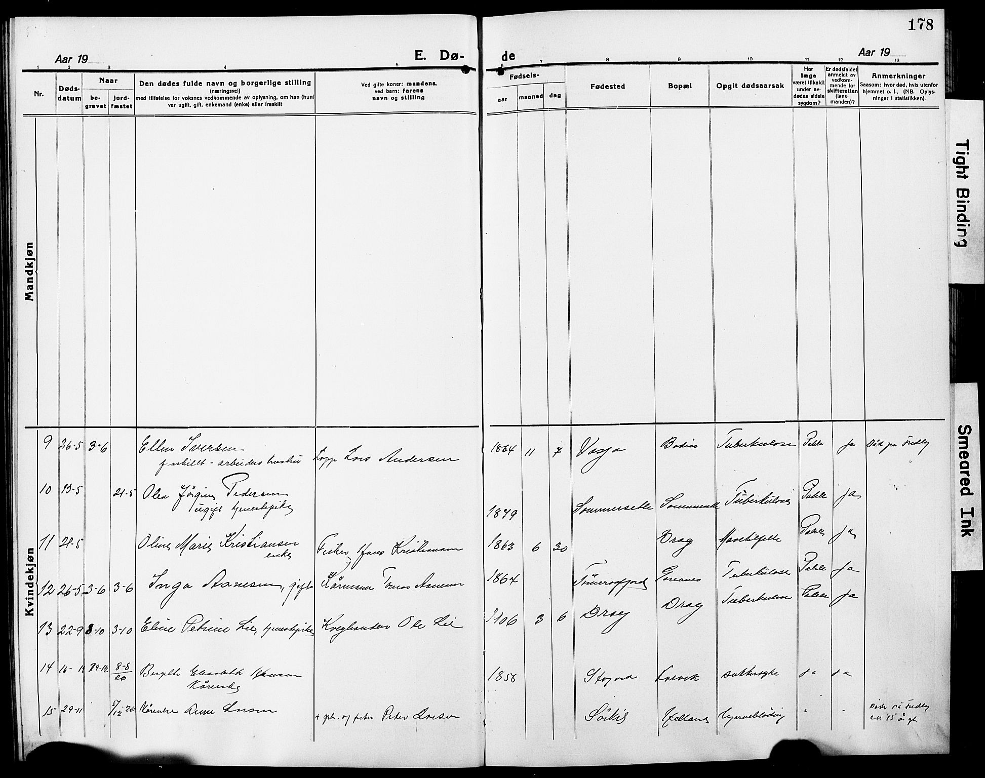 Ministerialprotokoller, klokkerbøker og fødselsregistre - Nordland, AV/SAT-A-1459/861/L0878: Parish register (copy) no. 861C04, 1917-1928, p. 178