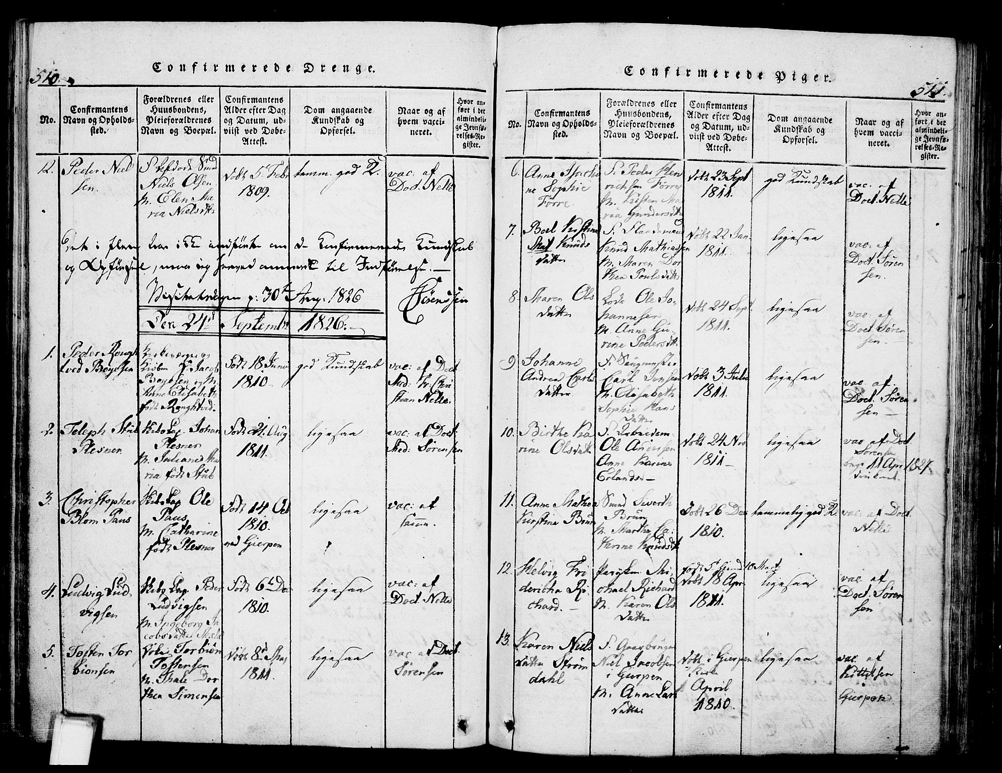 Skien kirkebøker, SAKO/A-302/G/Ga/L0002: Parish register (copy) no. 2, 1814-1842, p. 510-511