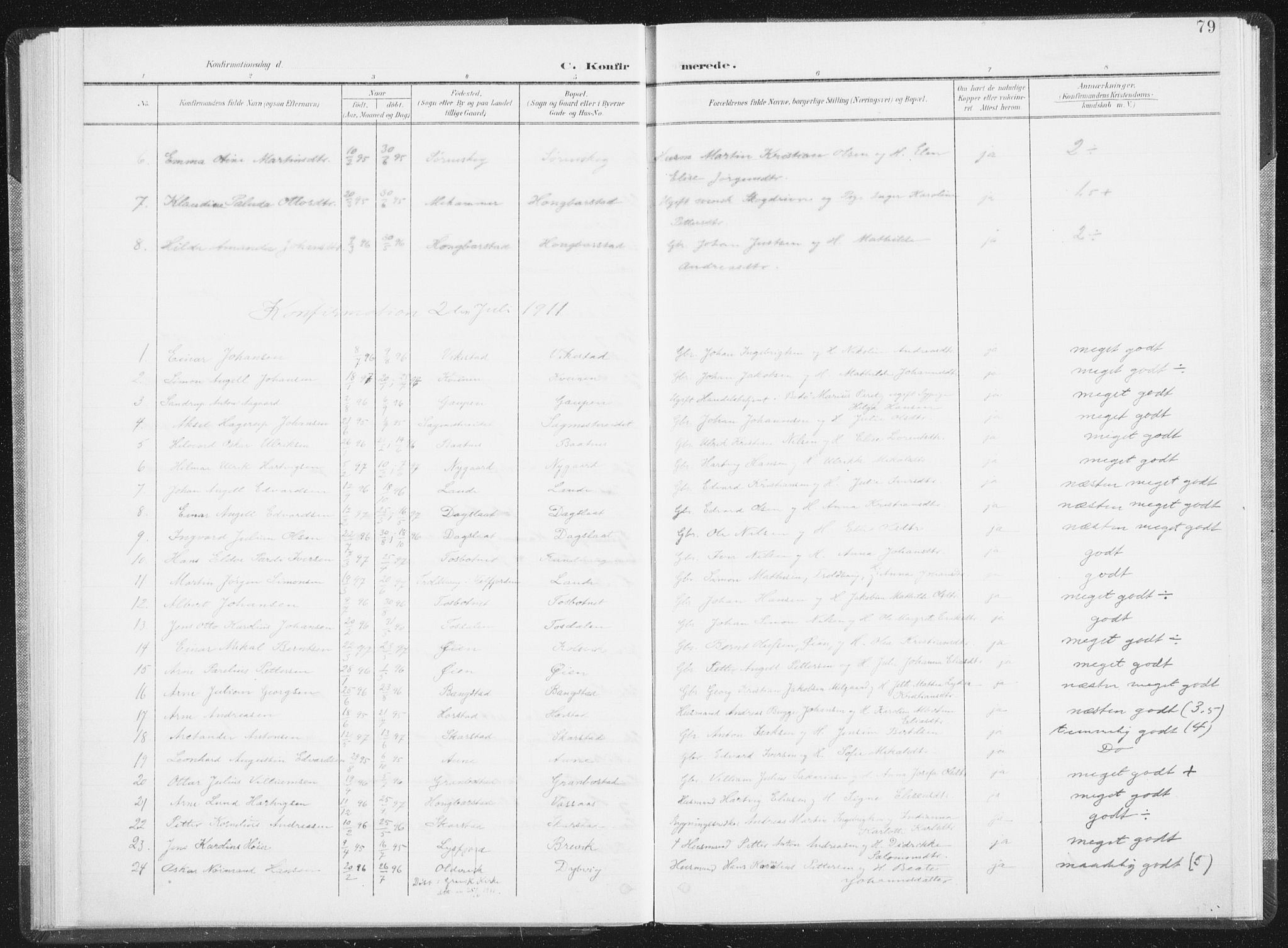 Ministerialprotokoller, klokkerbøker og fødselsregistre - Nordland, AV/SAT-A-1459/810/L0153: Parish register (official) no. 810A12, 1899-1914, p. 79